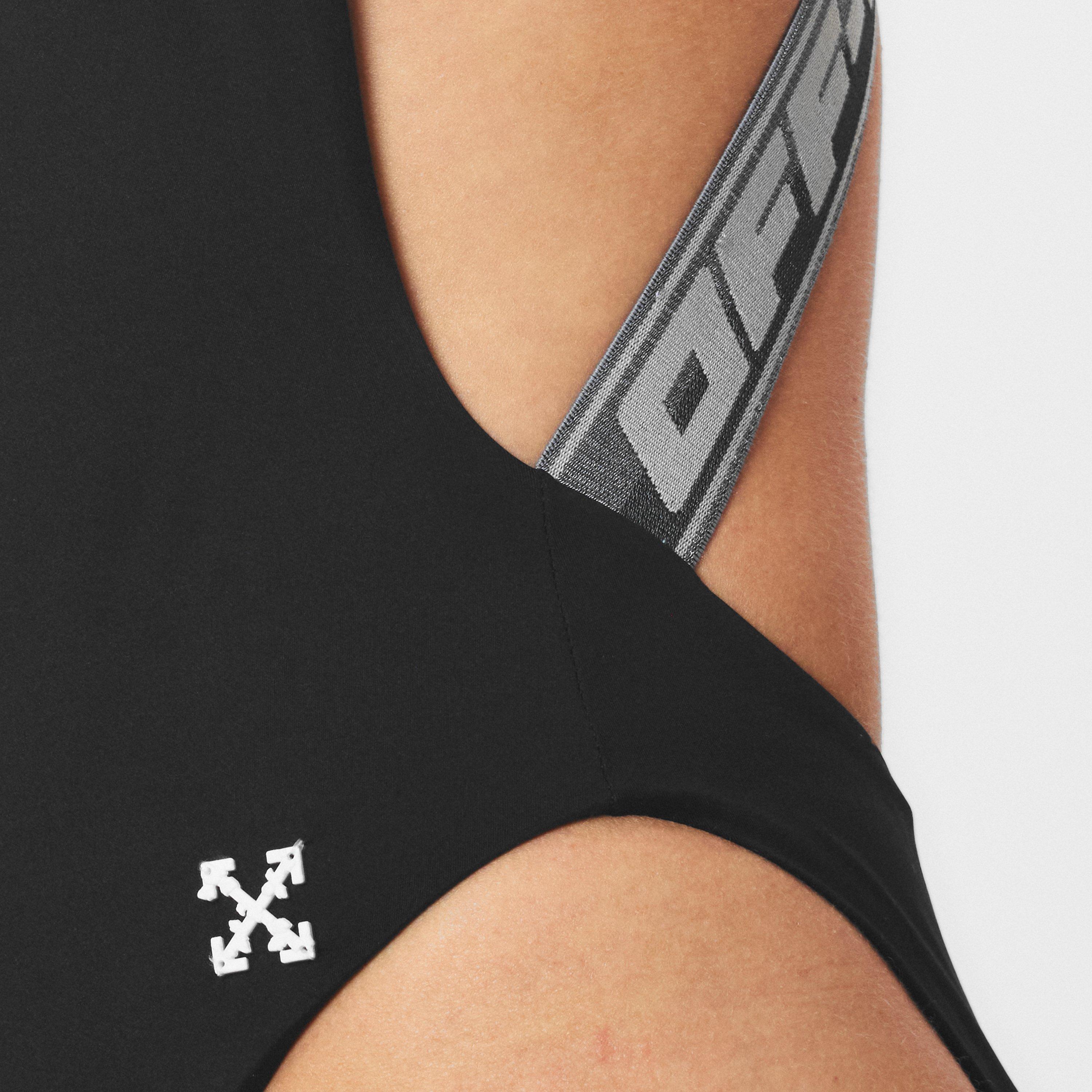 Black - Off White - Women's Logo Band Swimsuit - 5