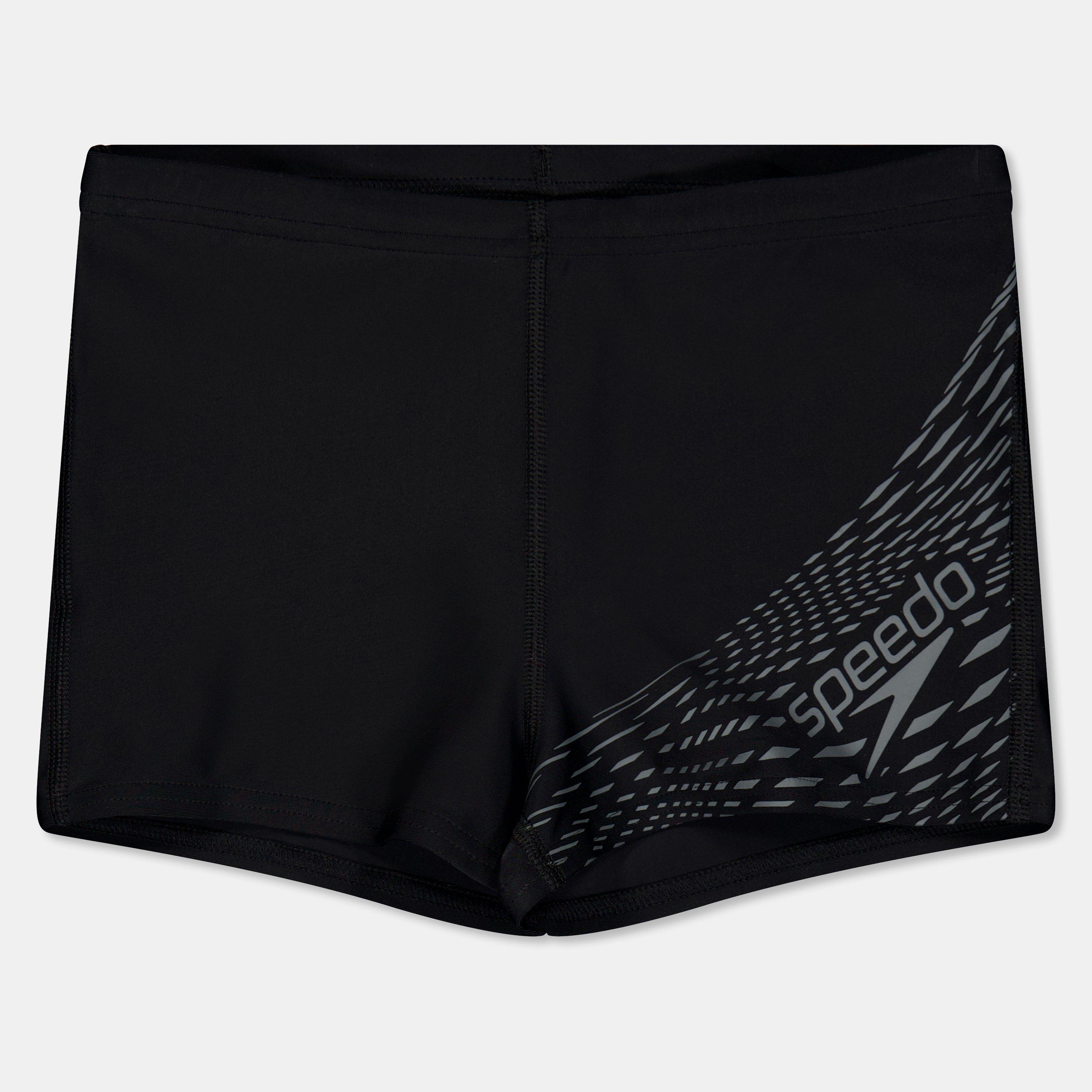 BLACK GREY - Speedo - Kids' Medley Logo Swimming Trunks - 1