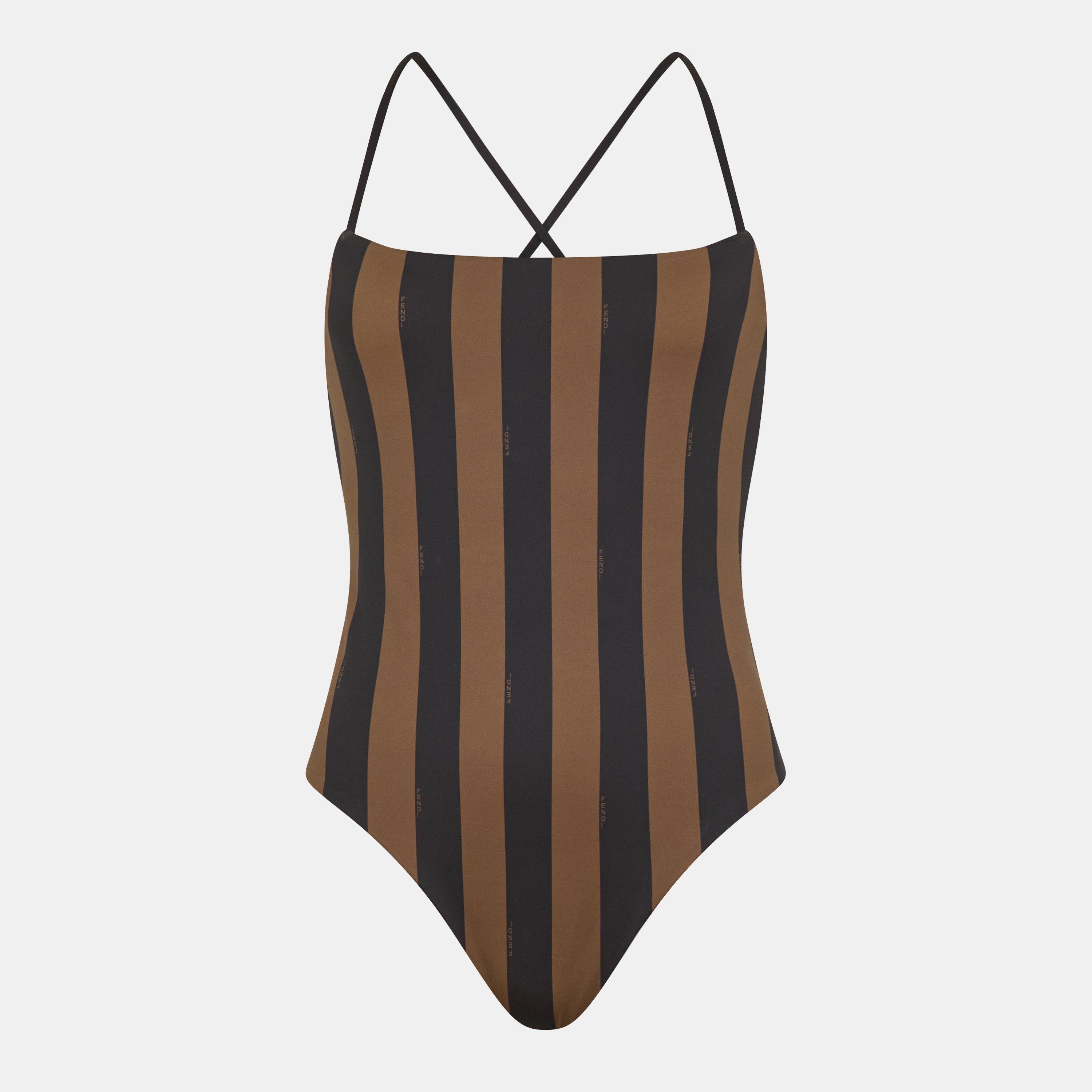 Tobacco - Fendi - Women's Scoop Neck Swimsuit, Scoop Neck Design - 1