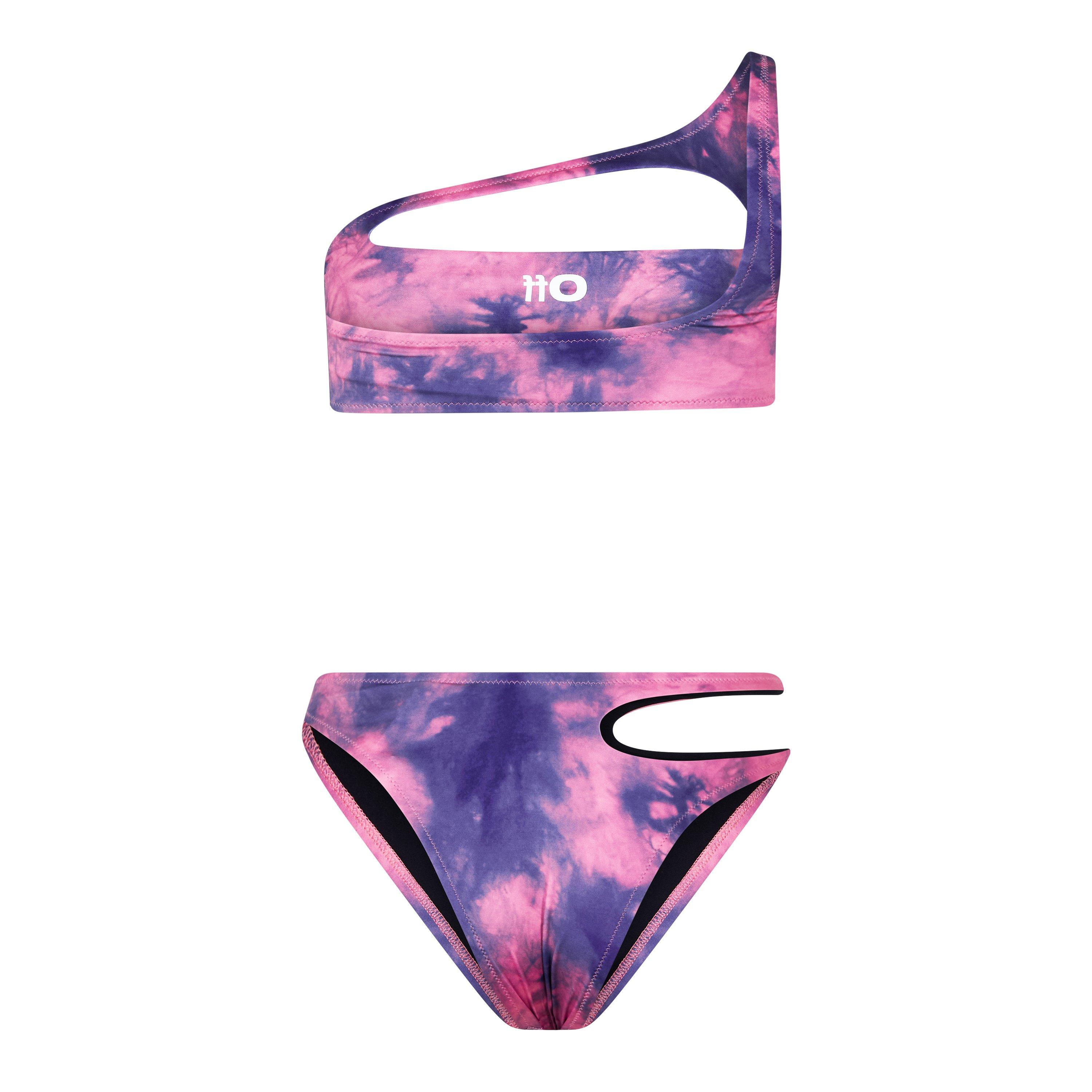 Pink/Blue - Off White - Women's Cut Out Bikini Set - 2