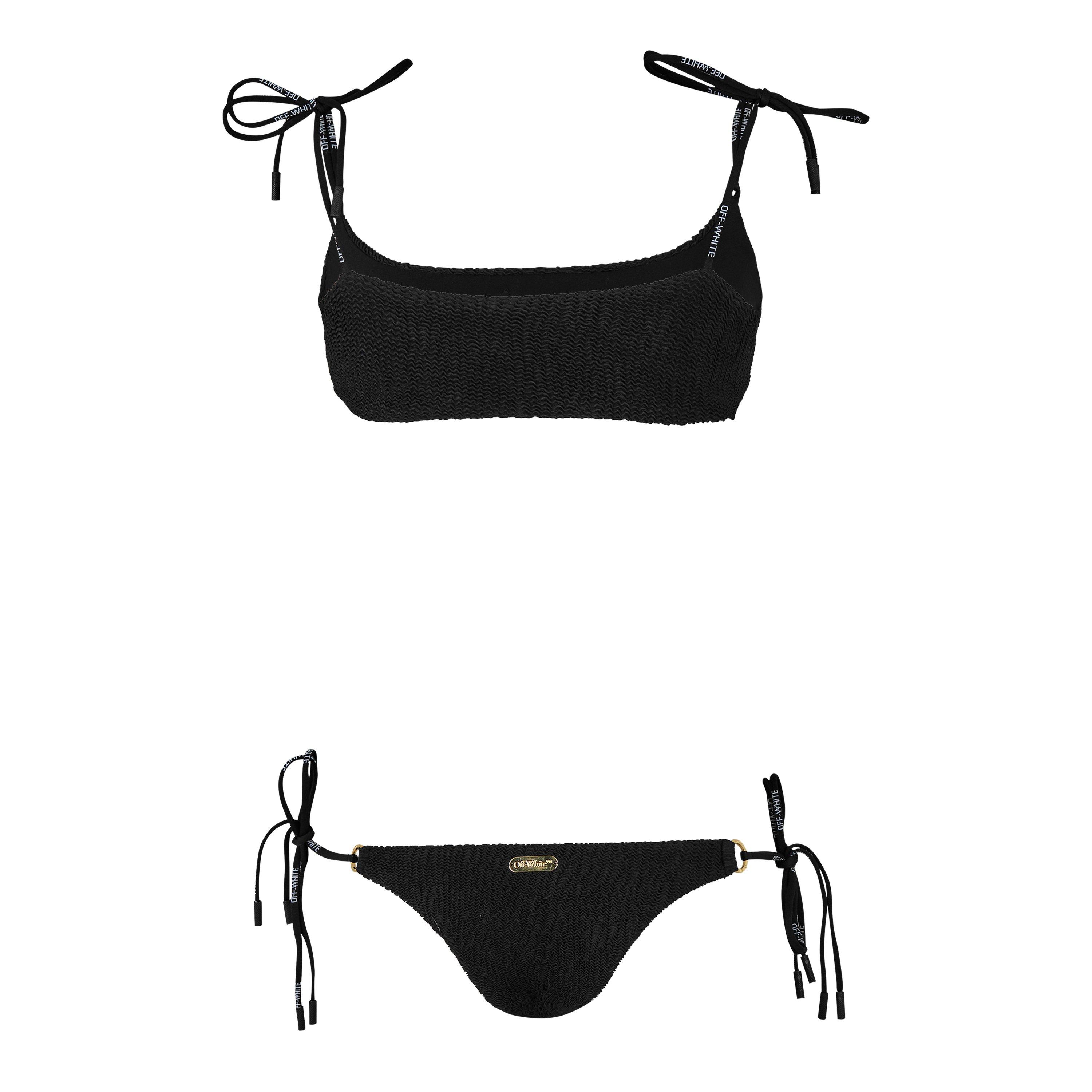 Black - Off White - Women's Self Tie Bikini - 2