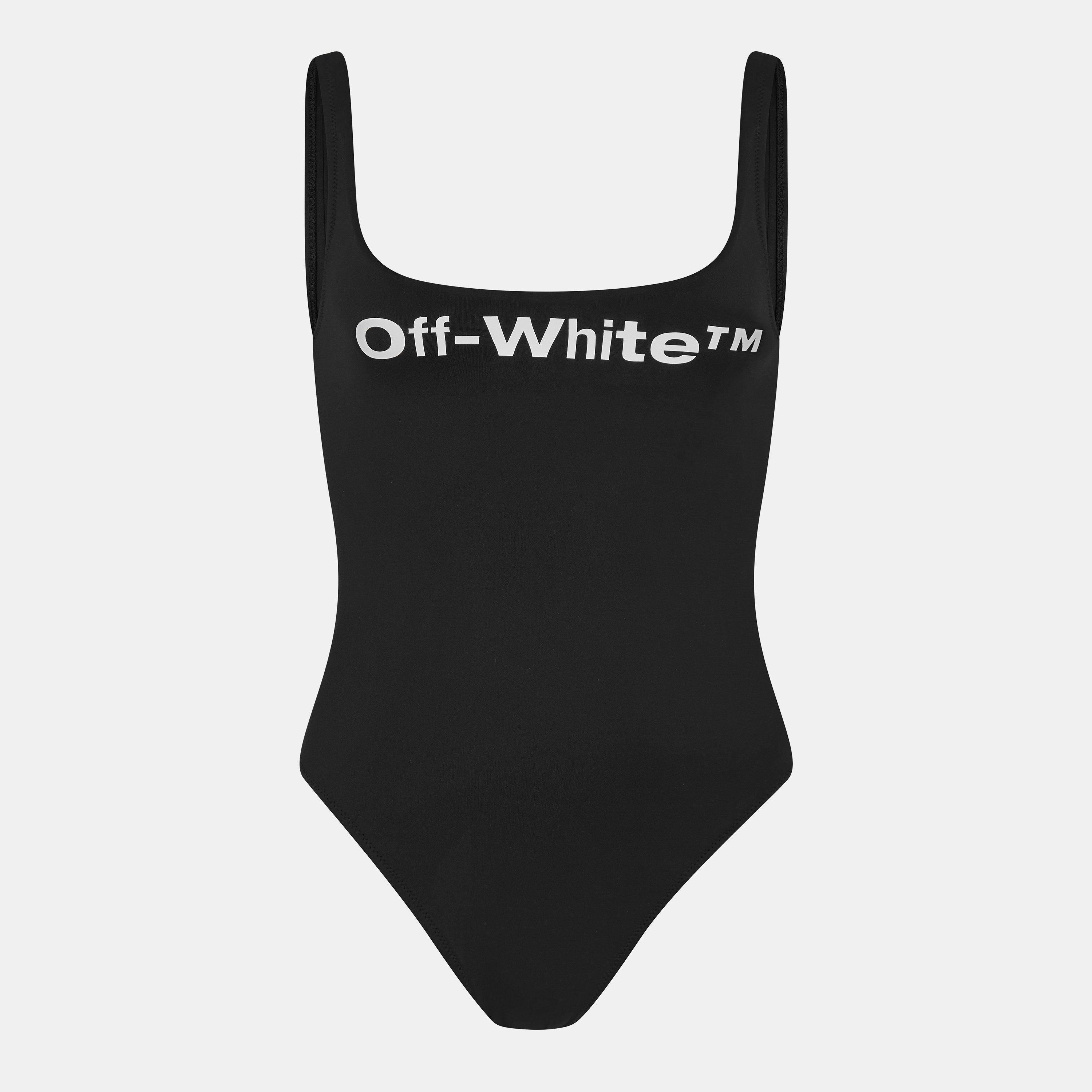 Black - Off White - Women's Scoop Neck Swimsuit - 1