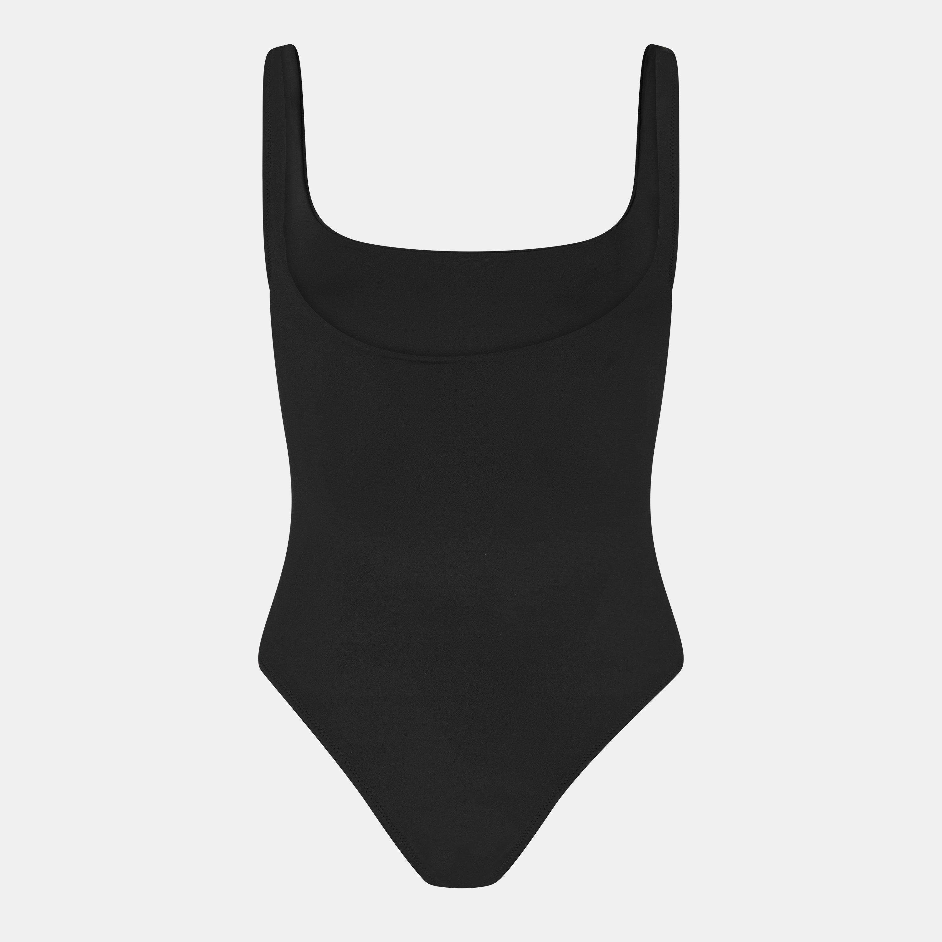 Black - Off White - Women's Scoop Neck Swimsuit - 2