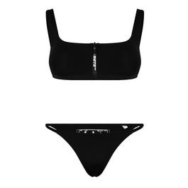 Off White Zip Detail Bikini