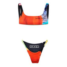 Off White Beachwear Graphic Print Bikini