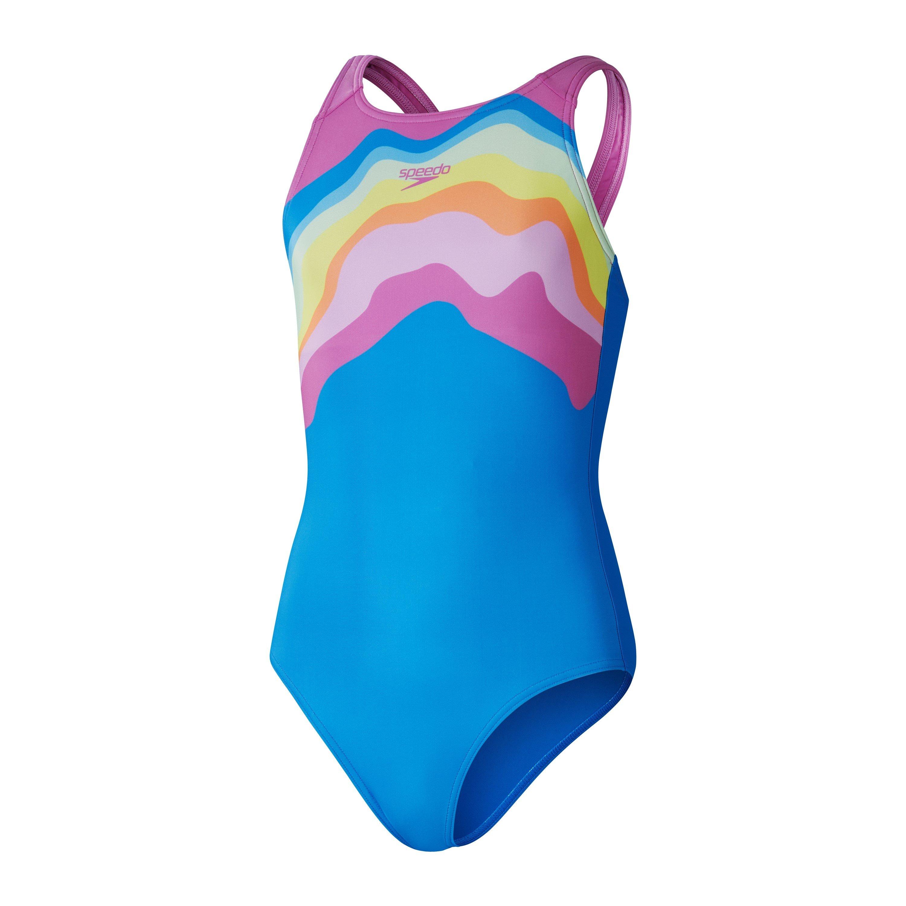 Punch Blue - Speedo - Kids' Printed Pulseback One Piece Swimsuit - 1