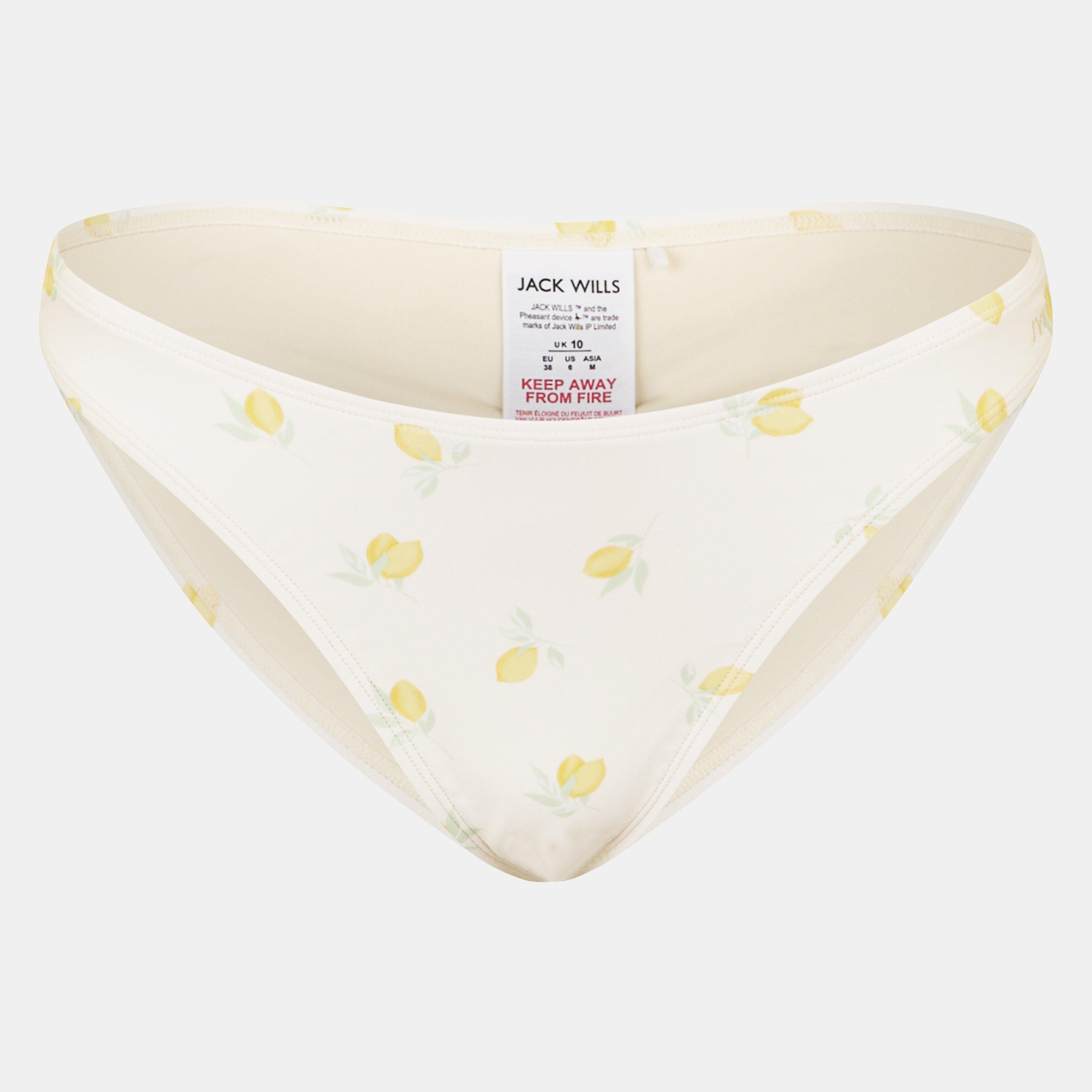 Jack Wills Women's Tanga Bikini Bottom - Lemon Print - 16 (XL)