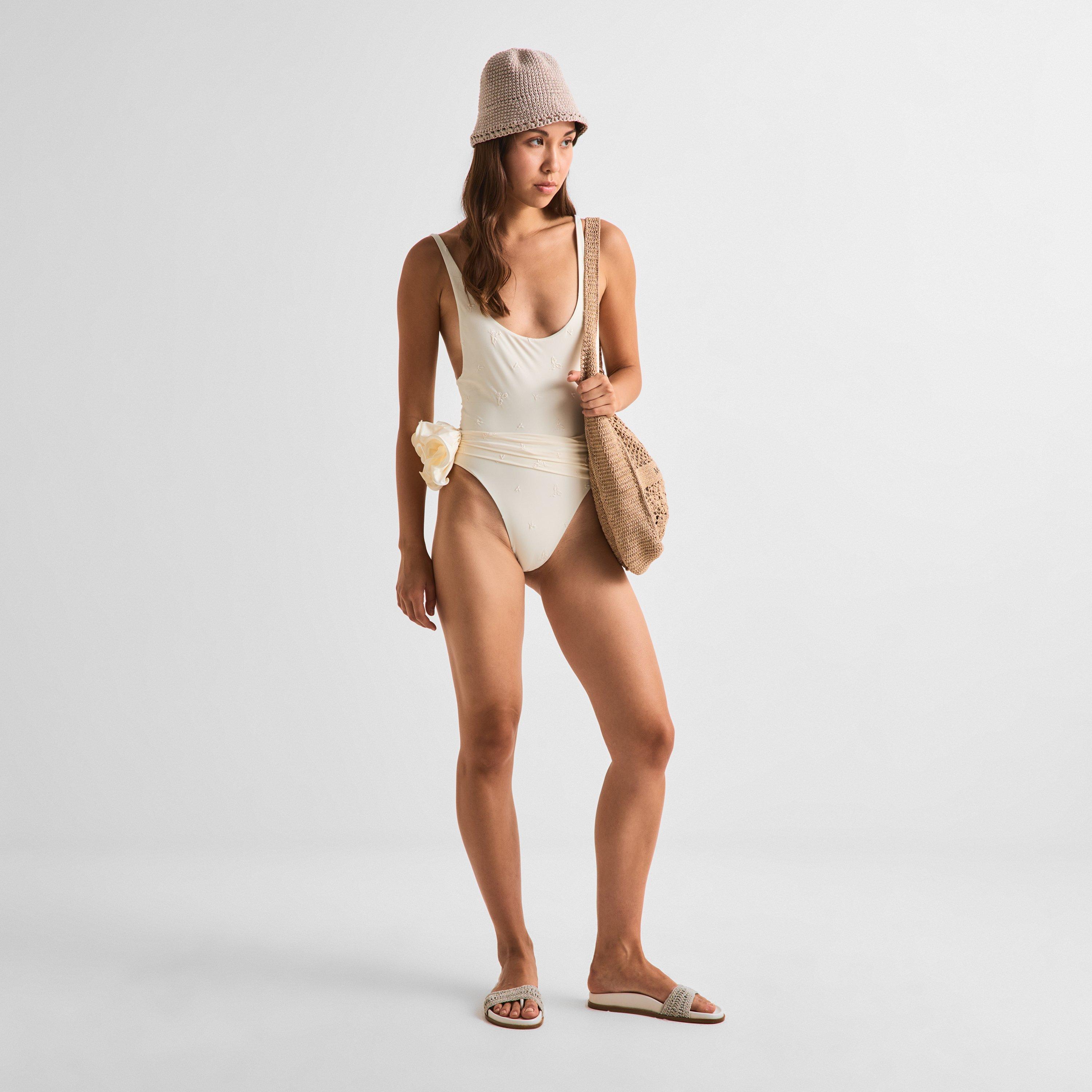 Cream - Magda Butrym - Women's 05 Floral Scoop-Neck Swimsuit - 5