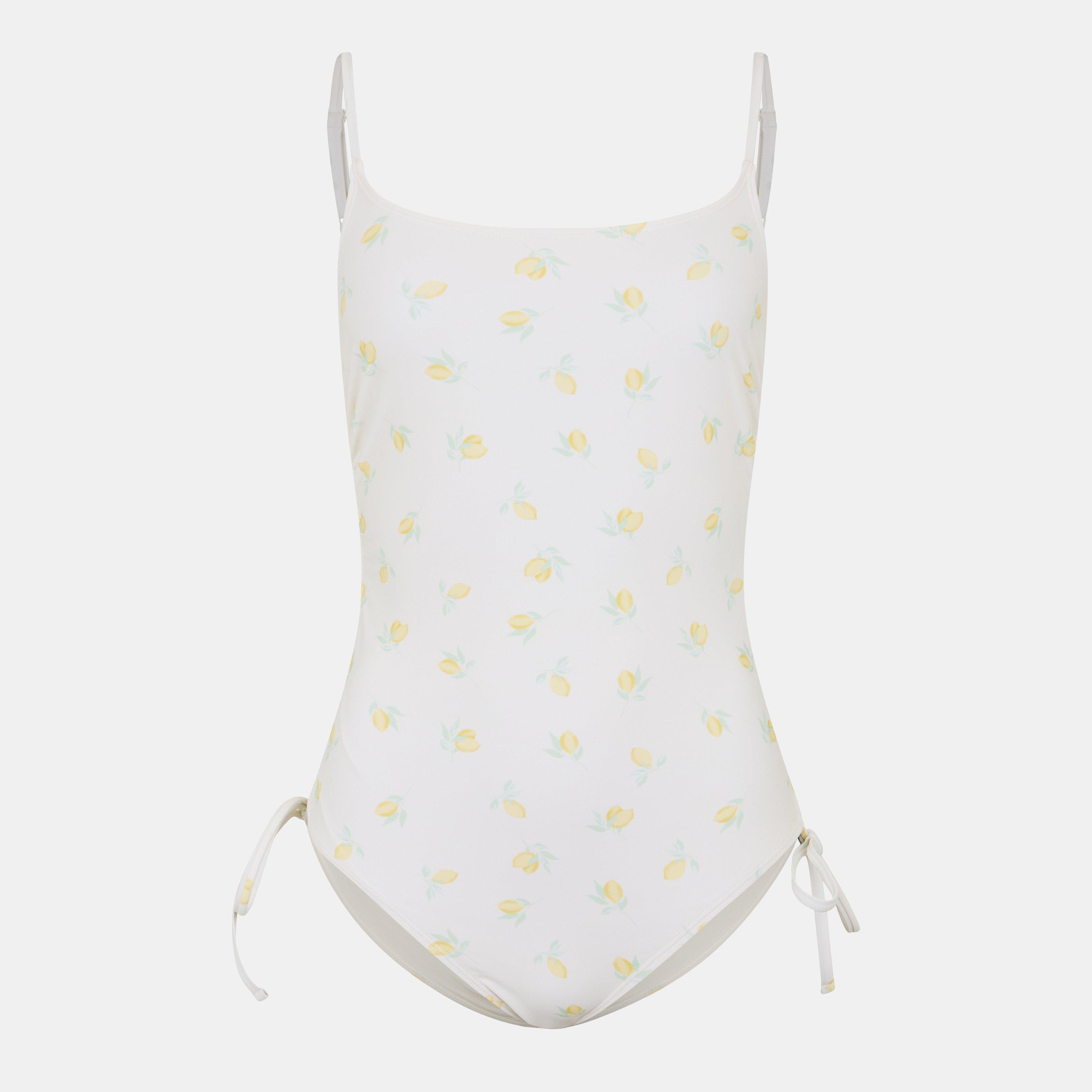 Jack Wills Women's Jw Ruched Balconette Swimsuit - Lemon Print - 8 (XS)
