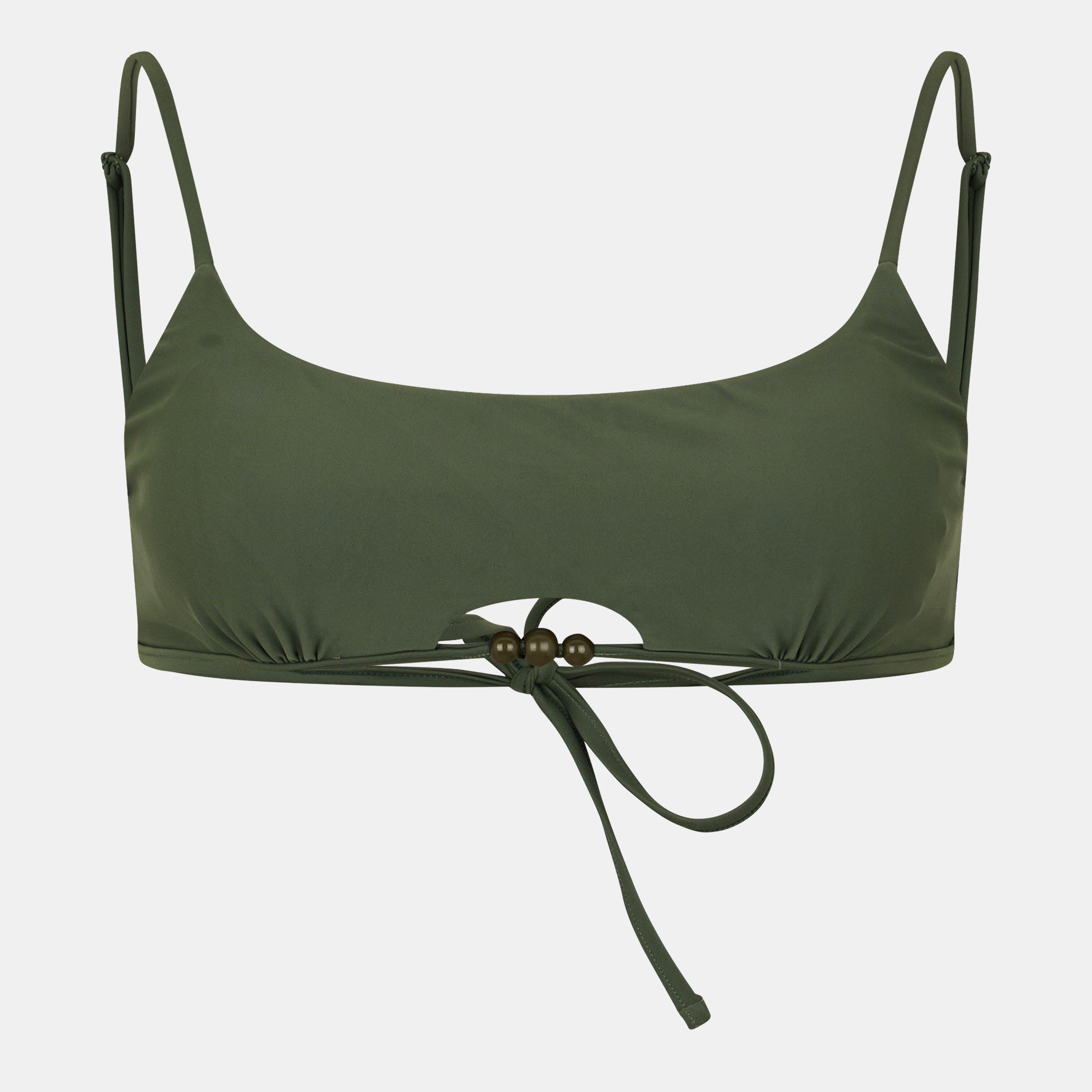 Khaki - Jack Wills - Women's JW Beaded Scoop Crop Top Bikinis - 1