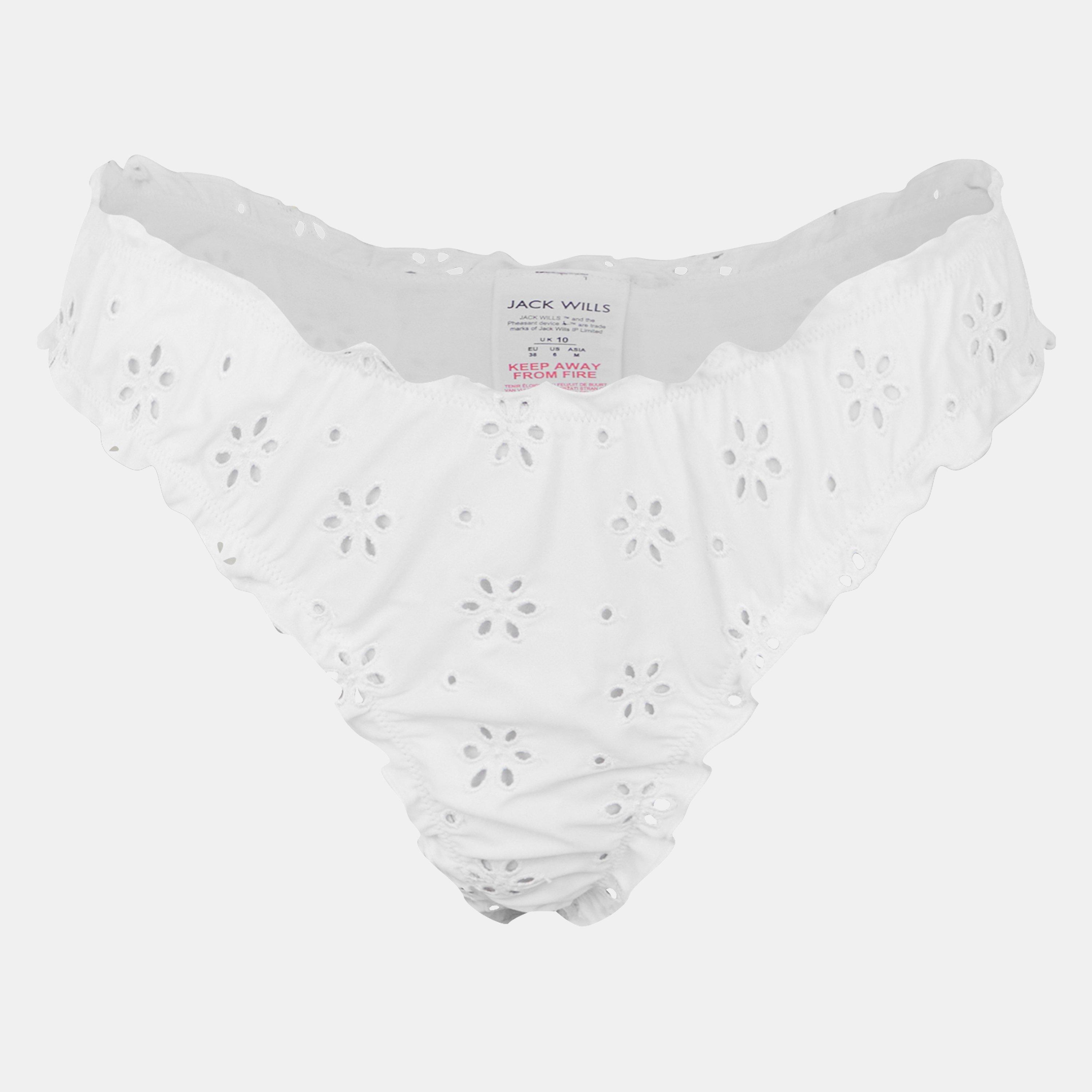 Sea Salt - Jack Wills - Women's JW Broderie Tanga Bikini Bottoms - 1