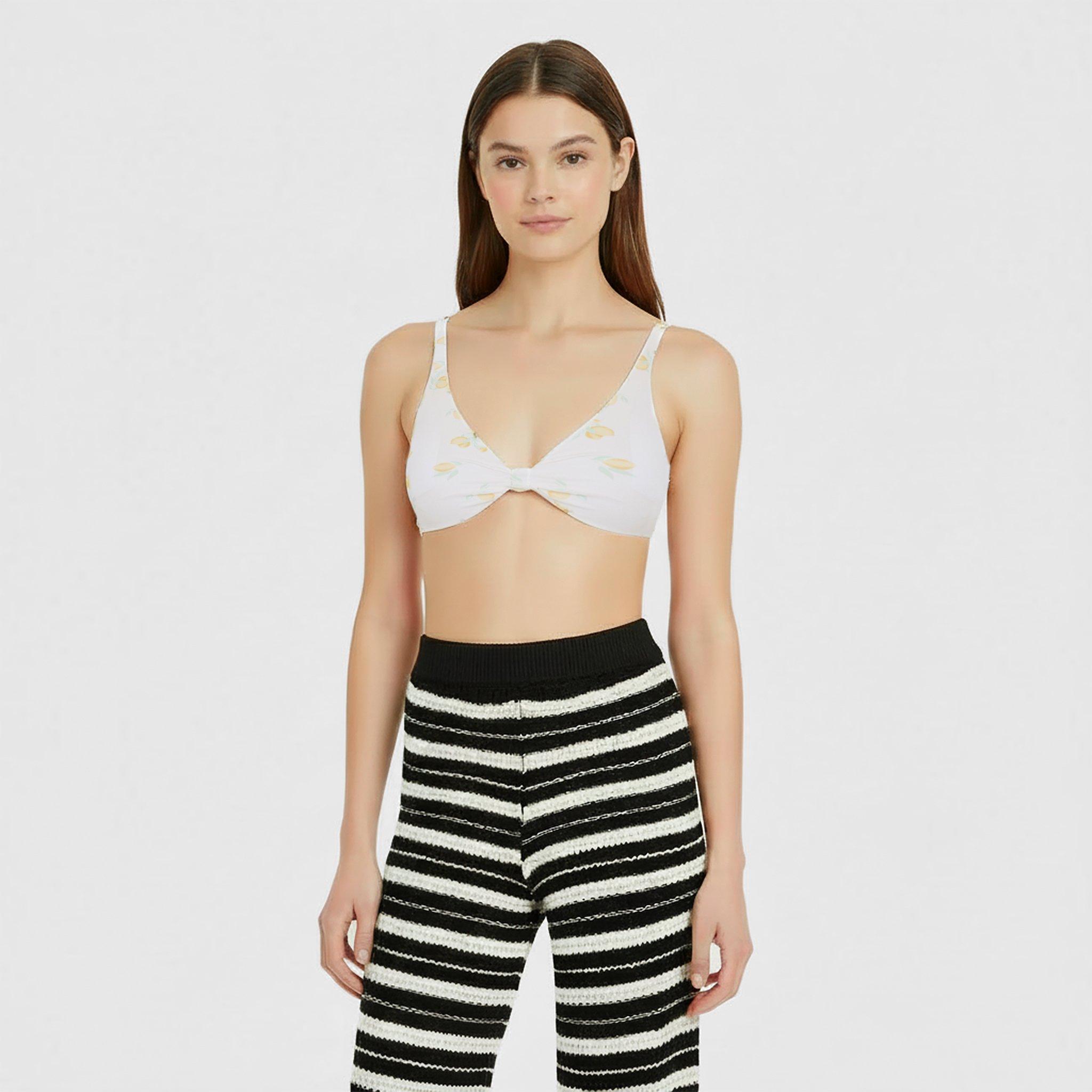 Imprimé citron - Jack Wills - Women's Knot Front Crop Top Bikini - 3