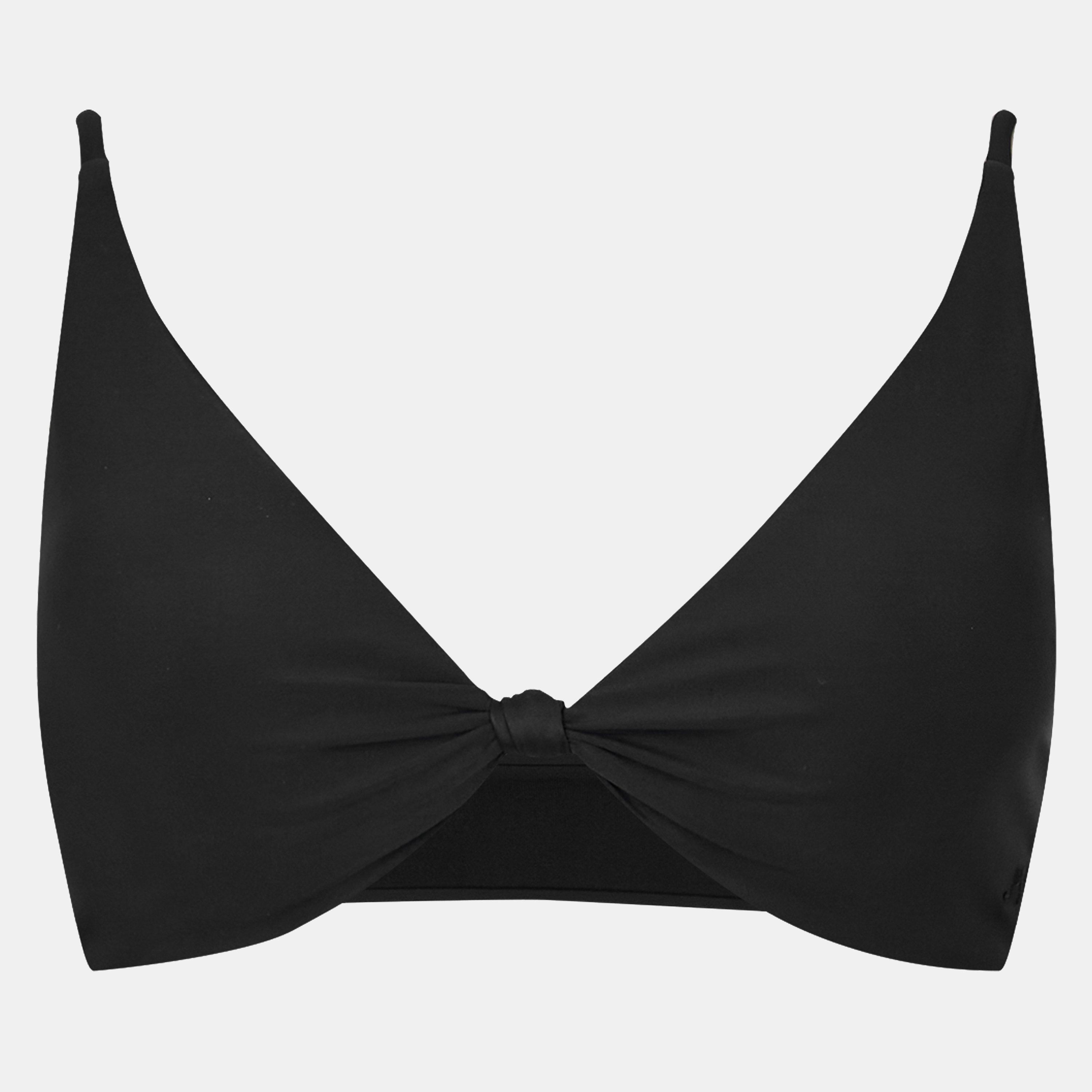 Jack Wills Women's Knot Front Crop Top Bikini - Black - 6 (2XS)