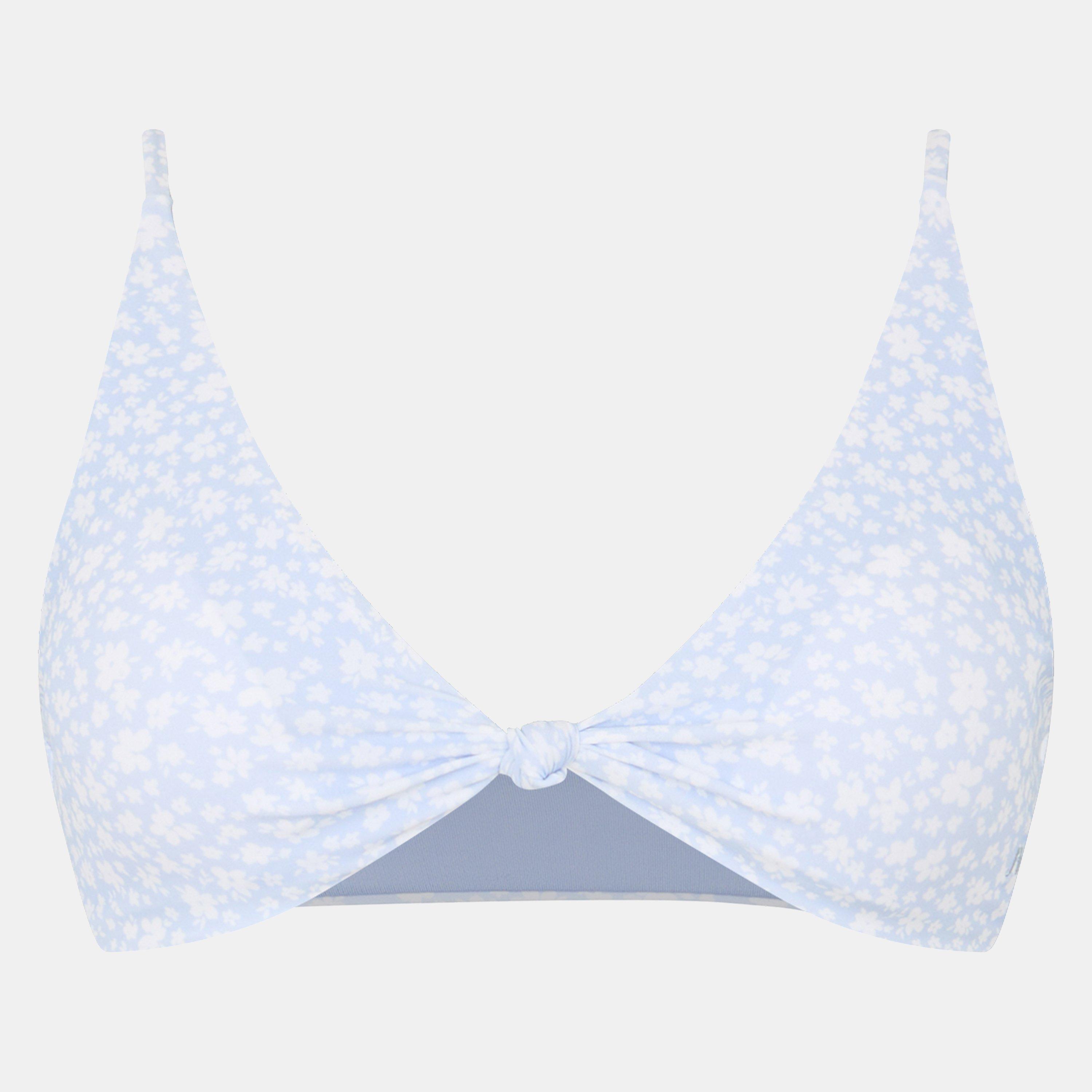 Jack Wills Women's Knot Front Crop Top Bikini - Blue Ditsy - 8 (XS)