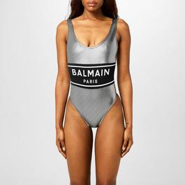Balmain Metallic-Effect Puppytooth Swimsuit