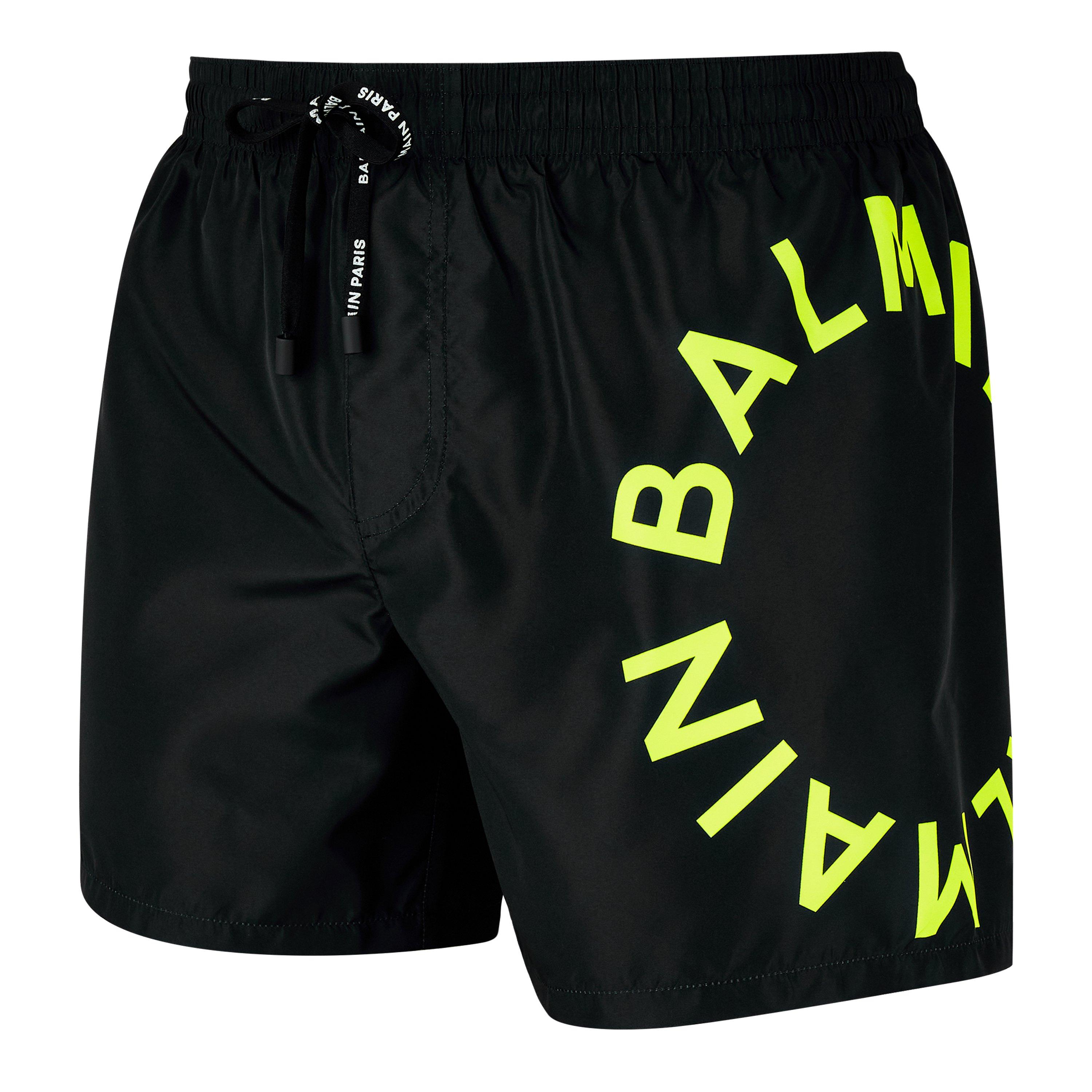 Black/Yellow - Balmain - Men's Circle Swim Shorts - 3