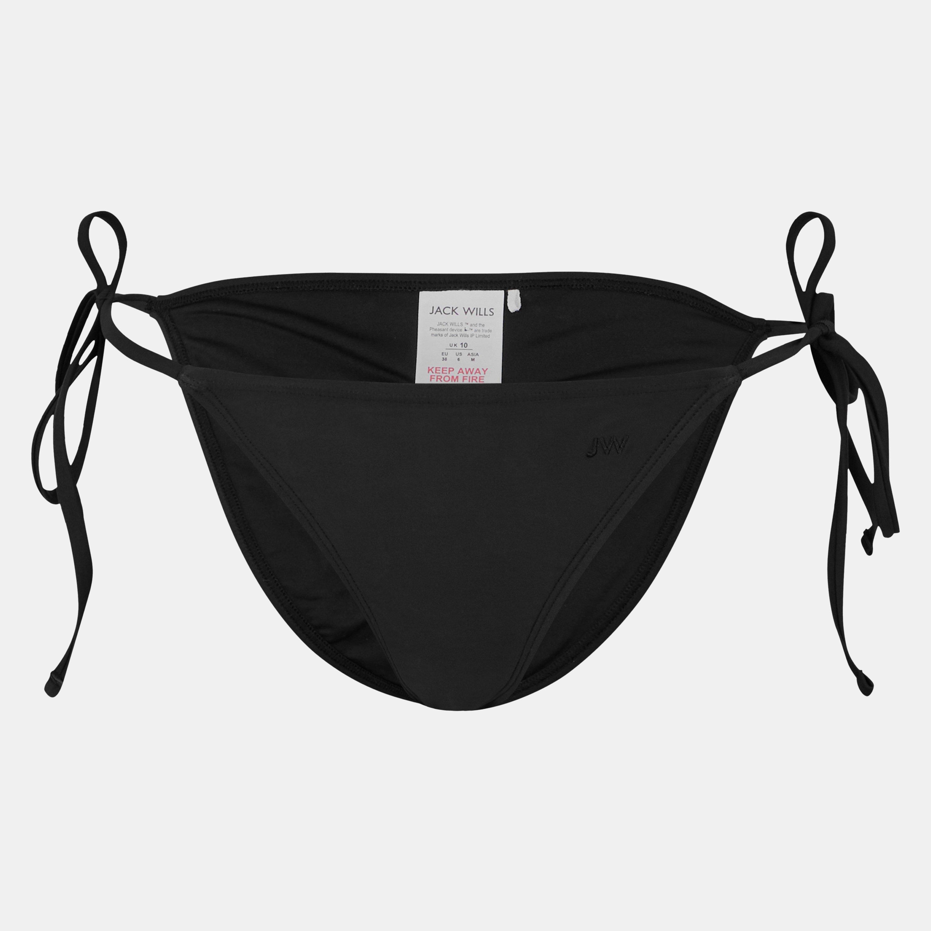 Jack Wills Women's Tie Side Bikini Bottoms - Black - 14 (L)