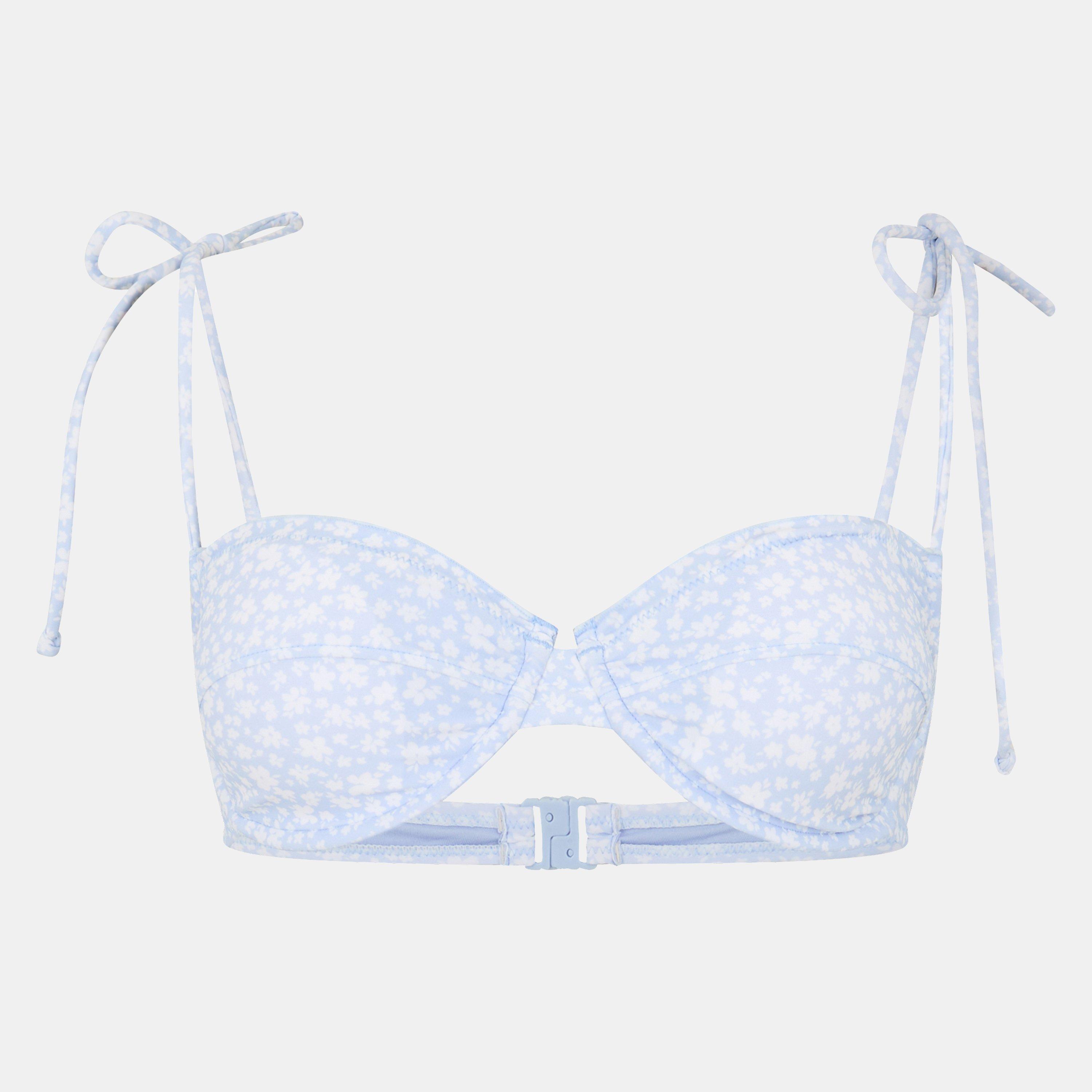 Blue Ditsy - Jack Wills - Women's Lettuce Edge Balconette Bikini - 1