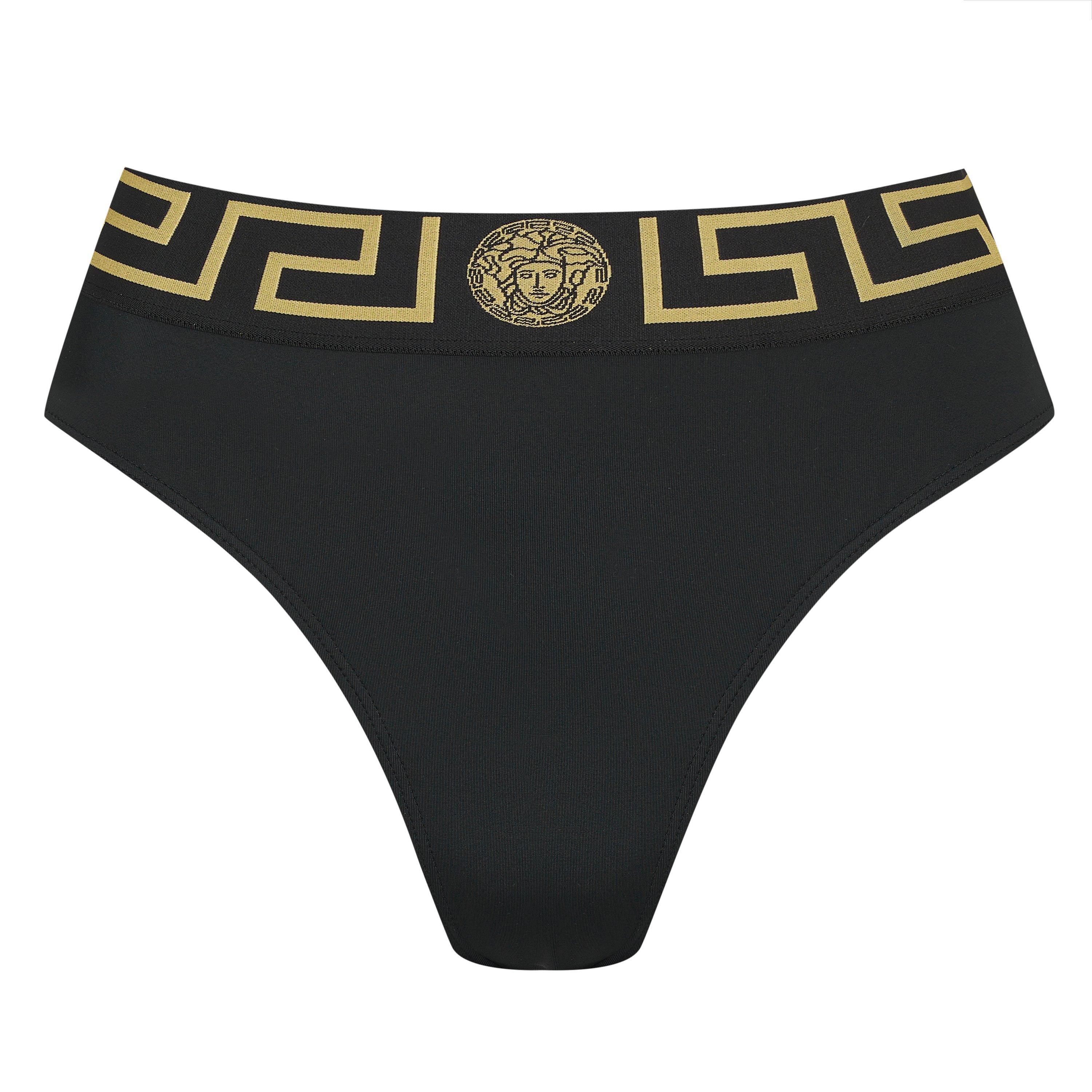 Blk/Gld A1008 - Versace Icon - Women's Tape High Bikini Bottoms - 5