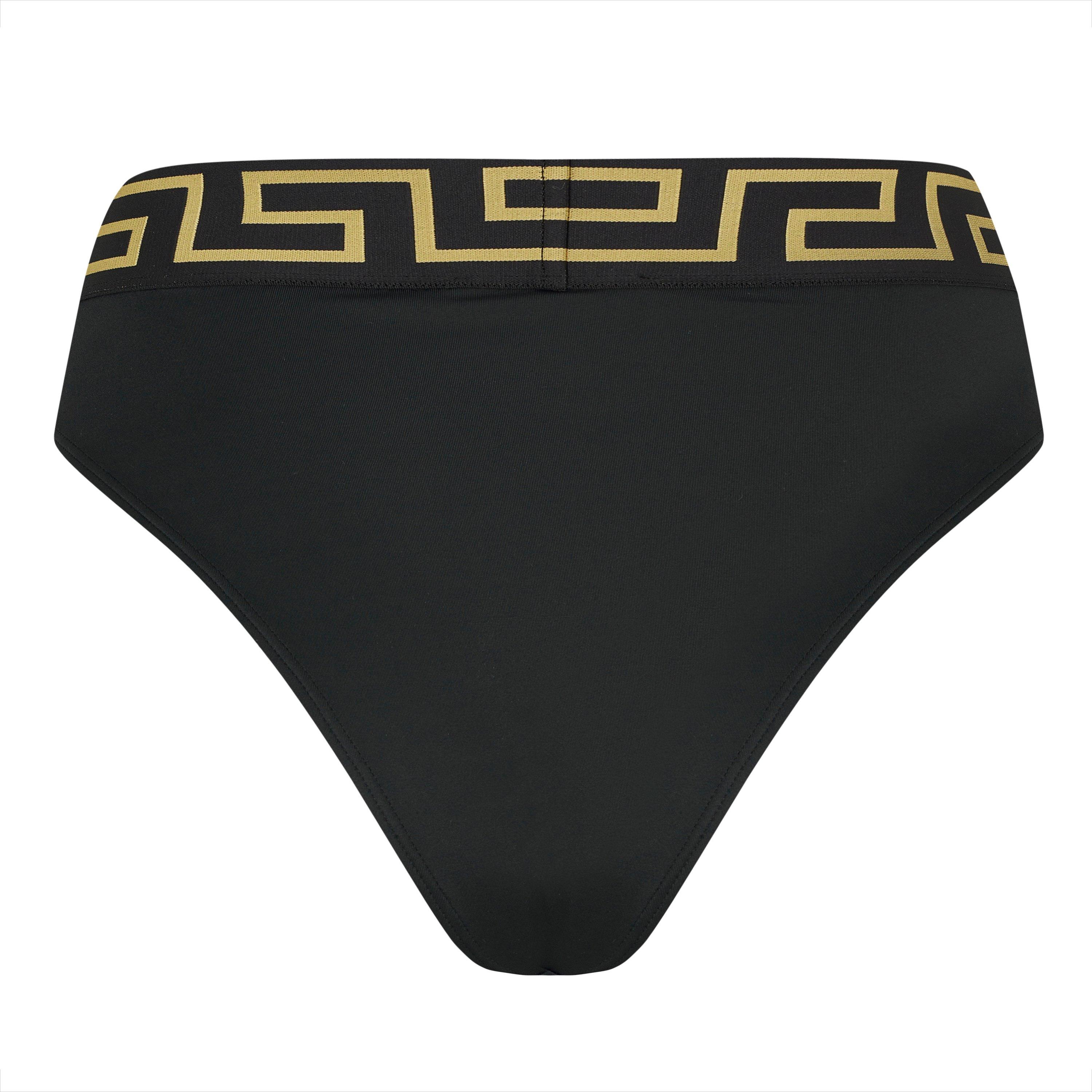Blk/Gld A1008 - Versace Icon - Women's Tape High Bikini Bottoms - 6