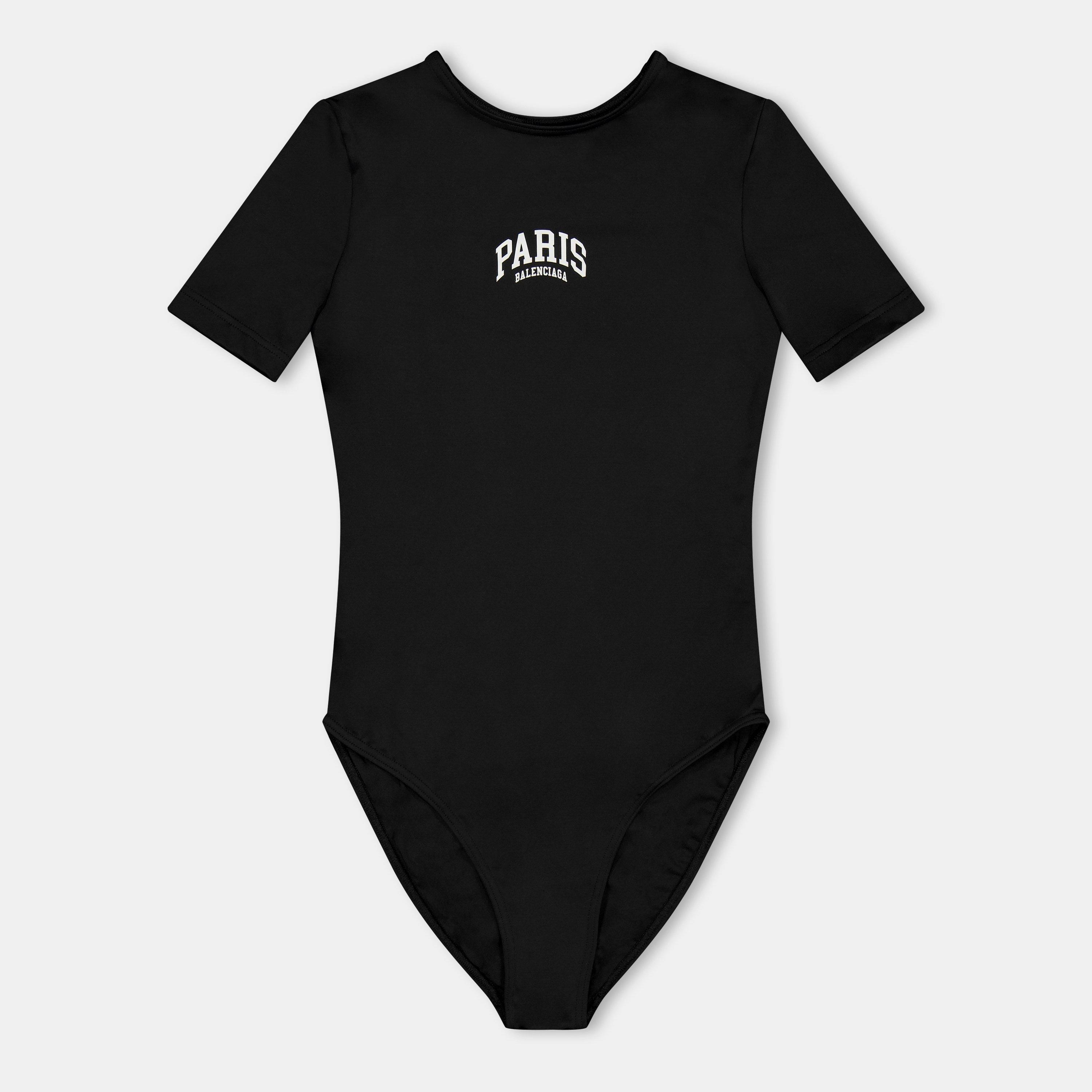 Black/White - Balenciaga - Women's Scoop Neck Swimsuit, Design - 1