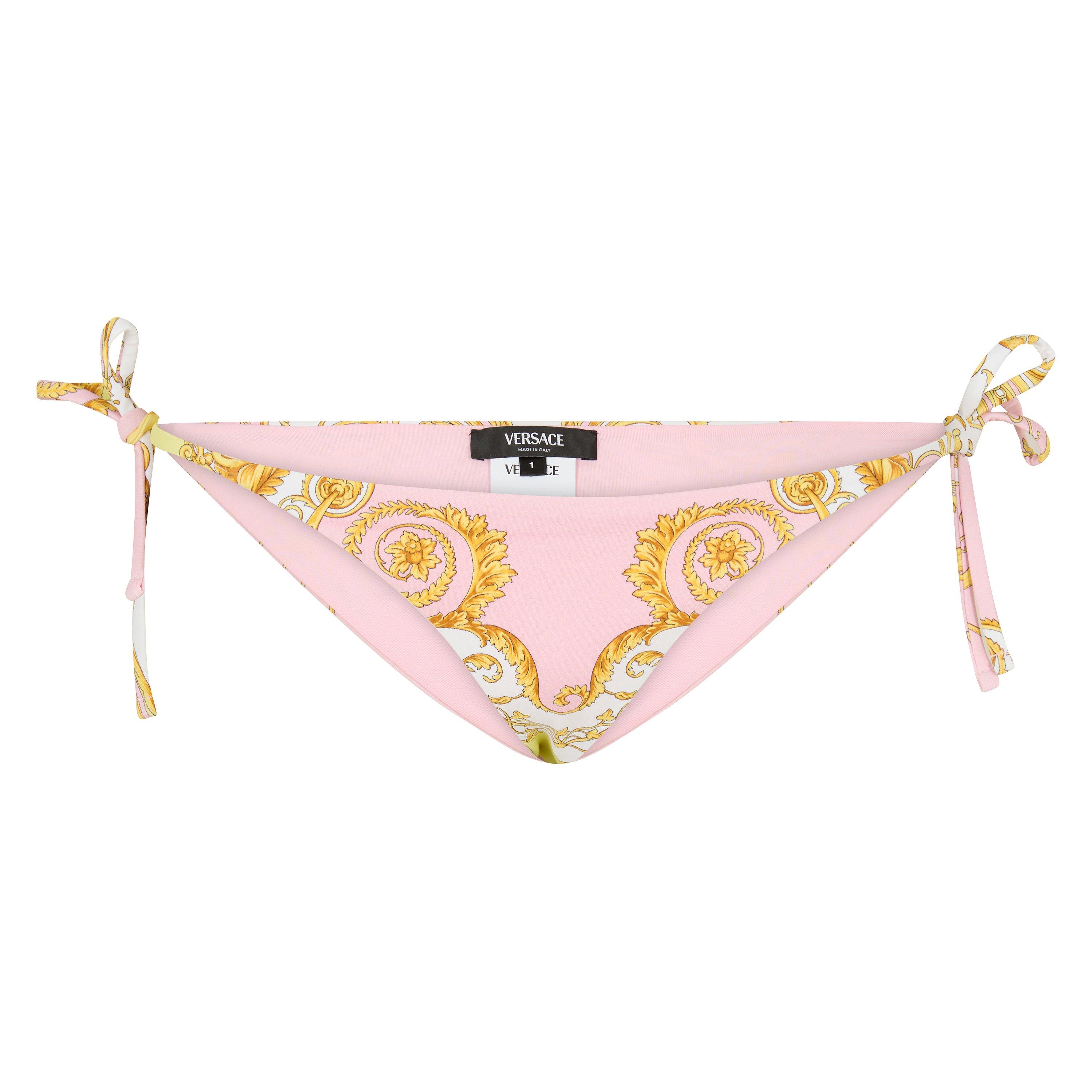 Yellow/Rose - Versace - Women's Tie Side Bikini Bottoms - 1