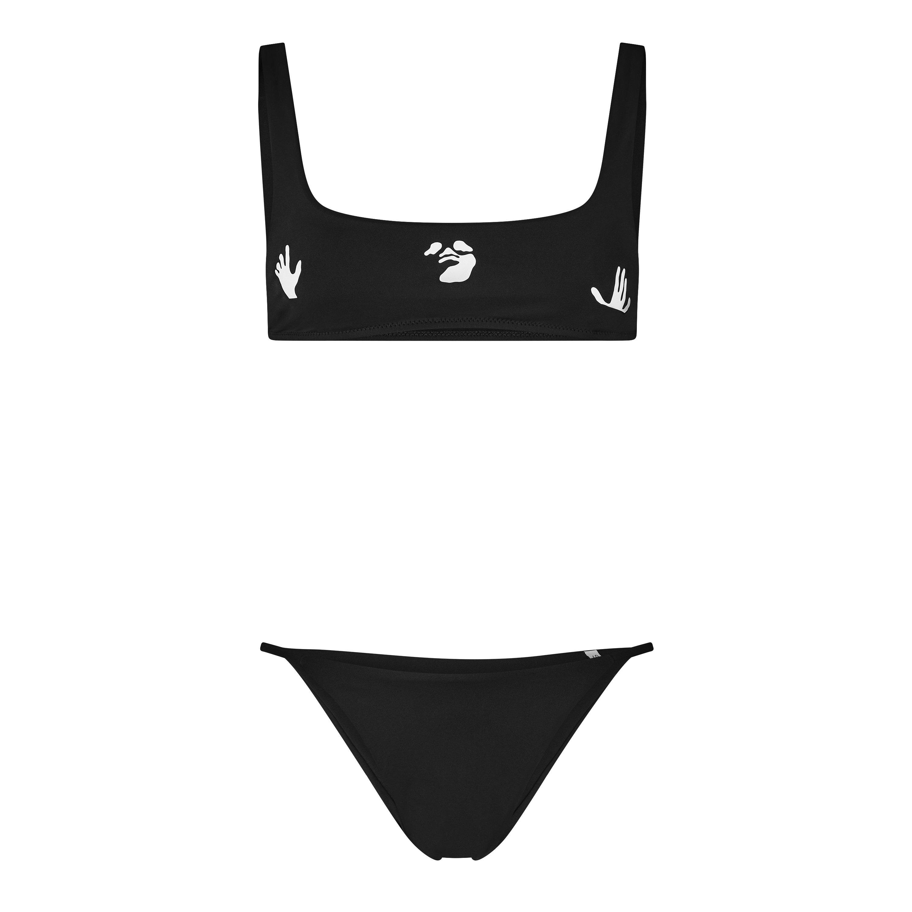 Black White - Off White - Women's Logo 4-Way Stretch Bikini Set - 1