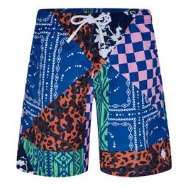 Marcelo Burlon Patchwork Print Swim Shorts