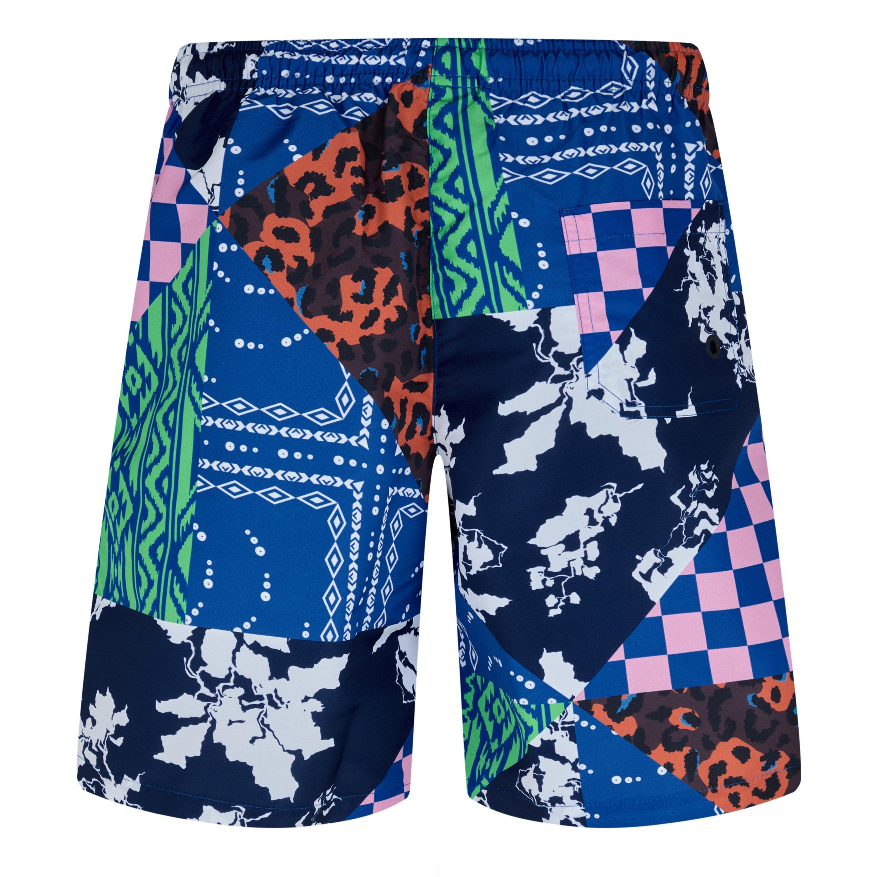Blue/Multi - Marcelo Burlon - Men's Patchwork Print Swim Shorts - 2