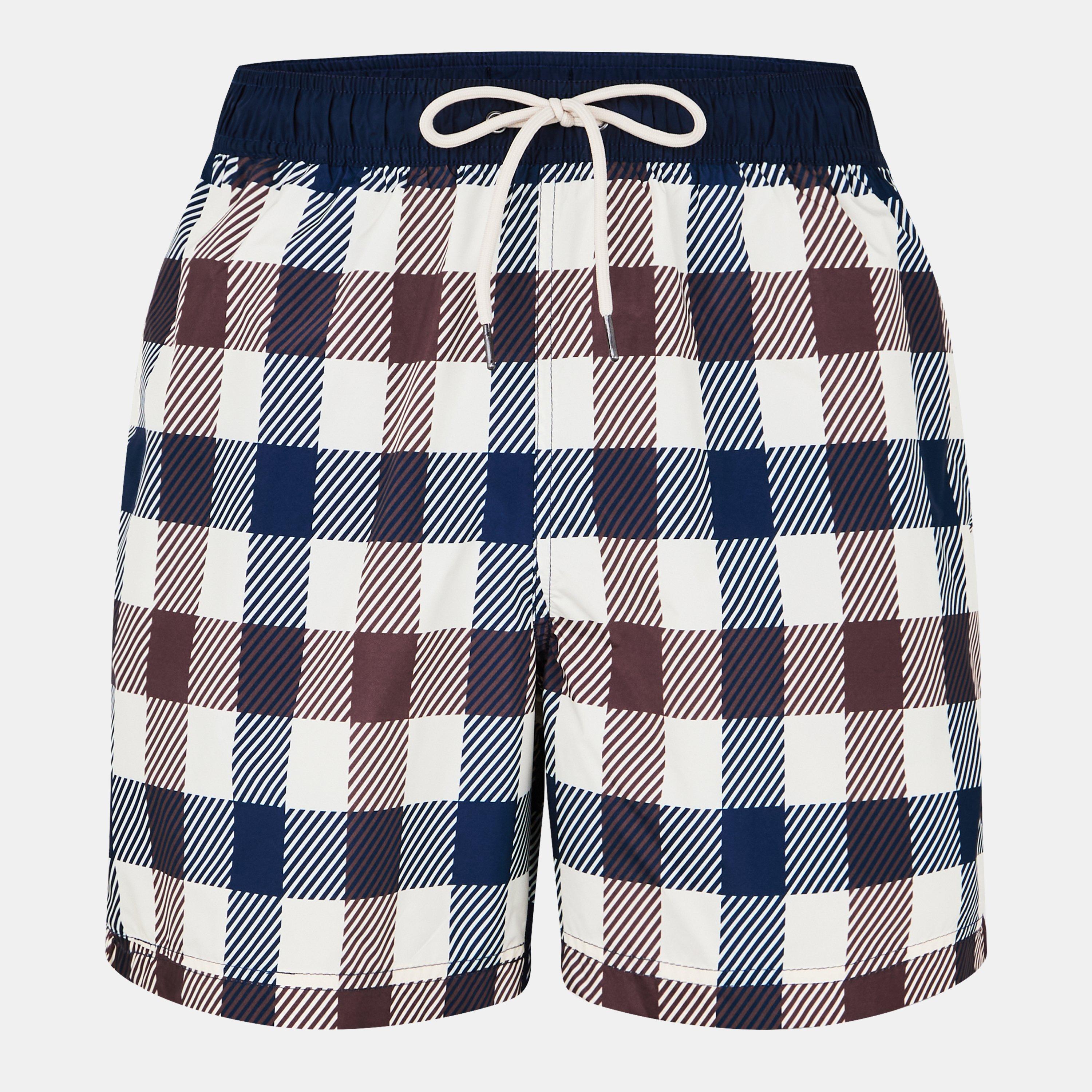 Aquascutum Men's Big Check Quick-Dry Swim Shorts - Small