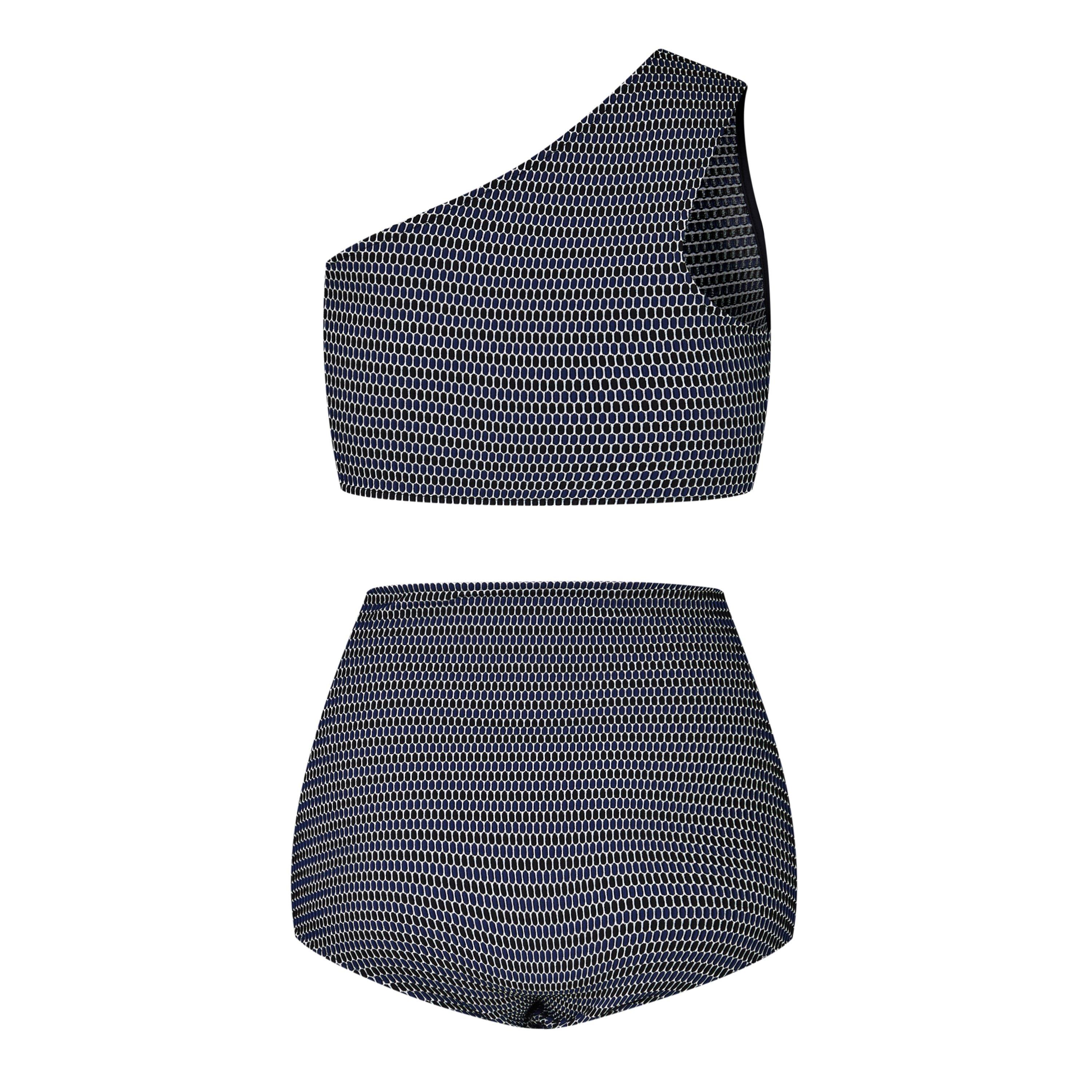 Black/Navy - Bottega Veneta - Women's Two-Piece Stretchy Bikini Set - 2