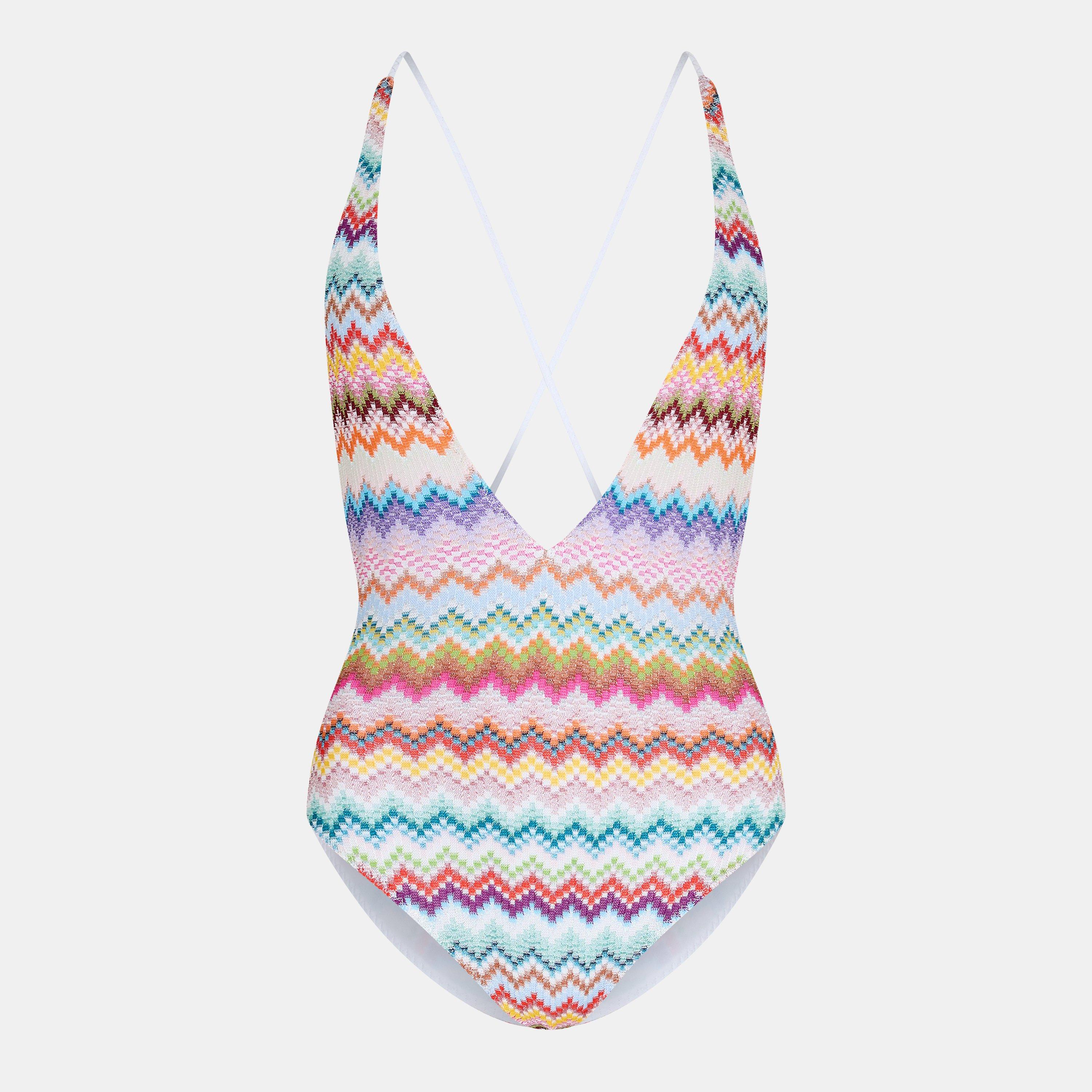 White Multi - Missoni - Women's Plunge Swimsuit - 1