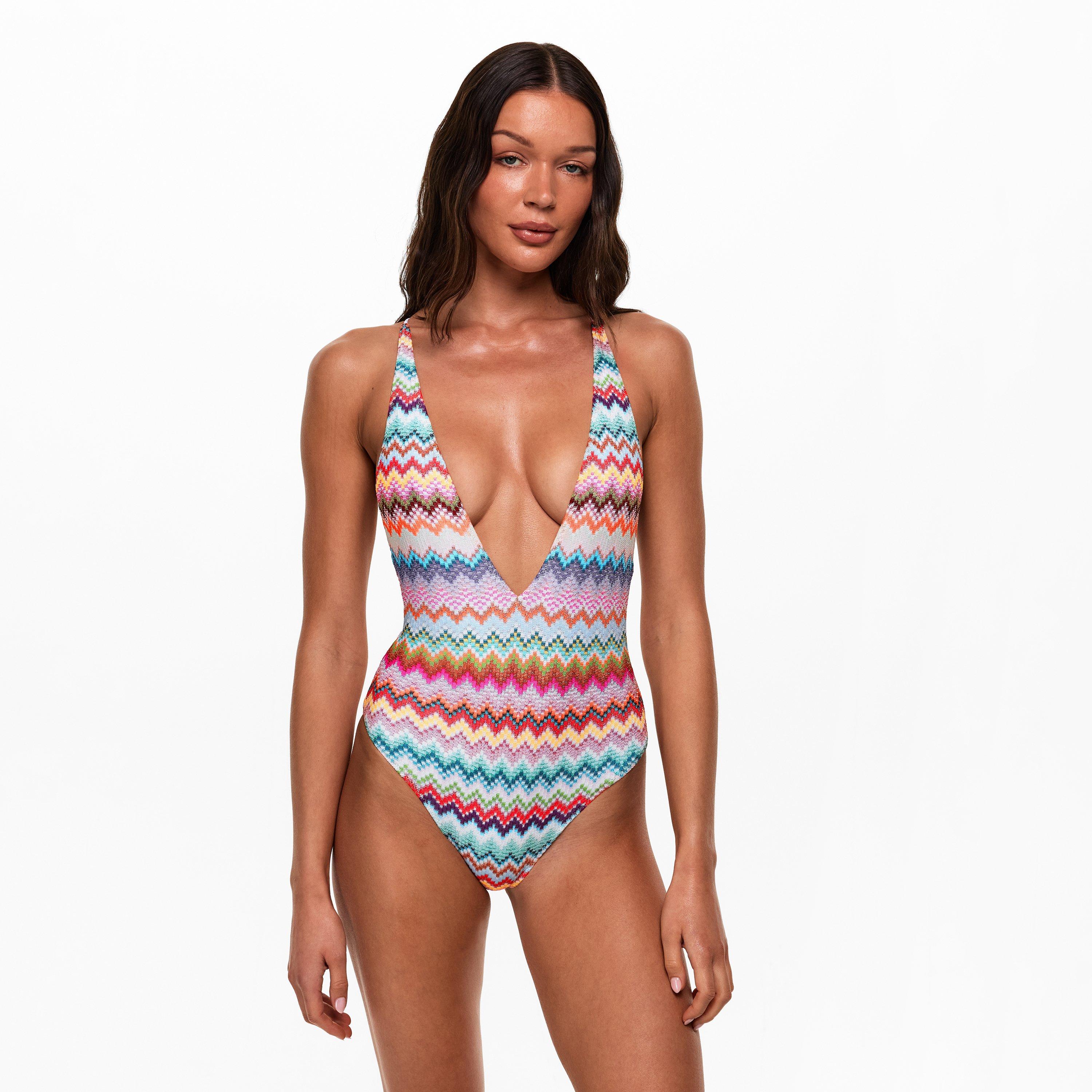 White Multi - Missoni - Women's Plunge Swimsuit - 3