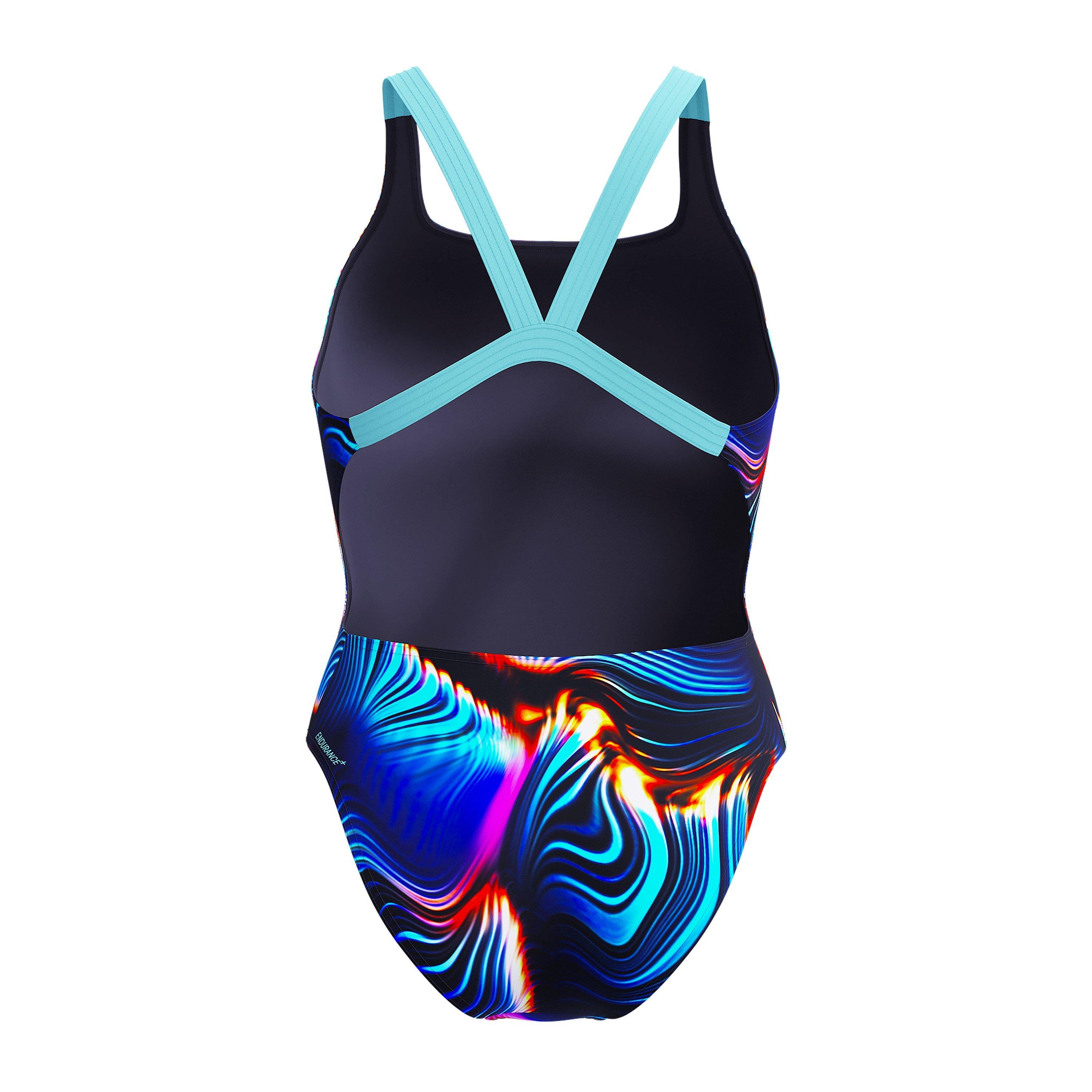 Speedo Costume da bagno con stampa digitale allover Splashback per bambine - Nero/Rosa