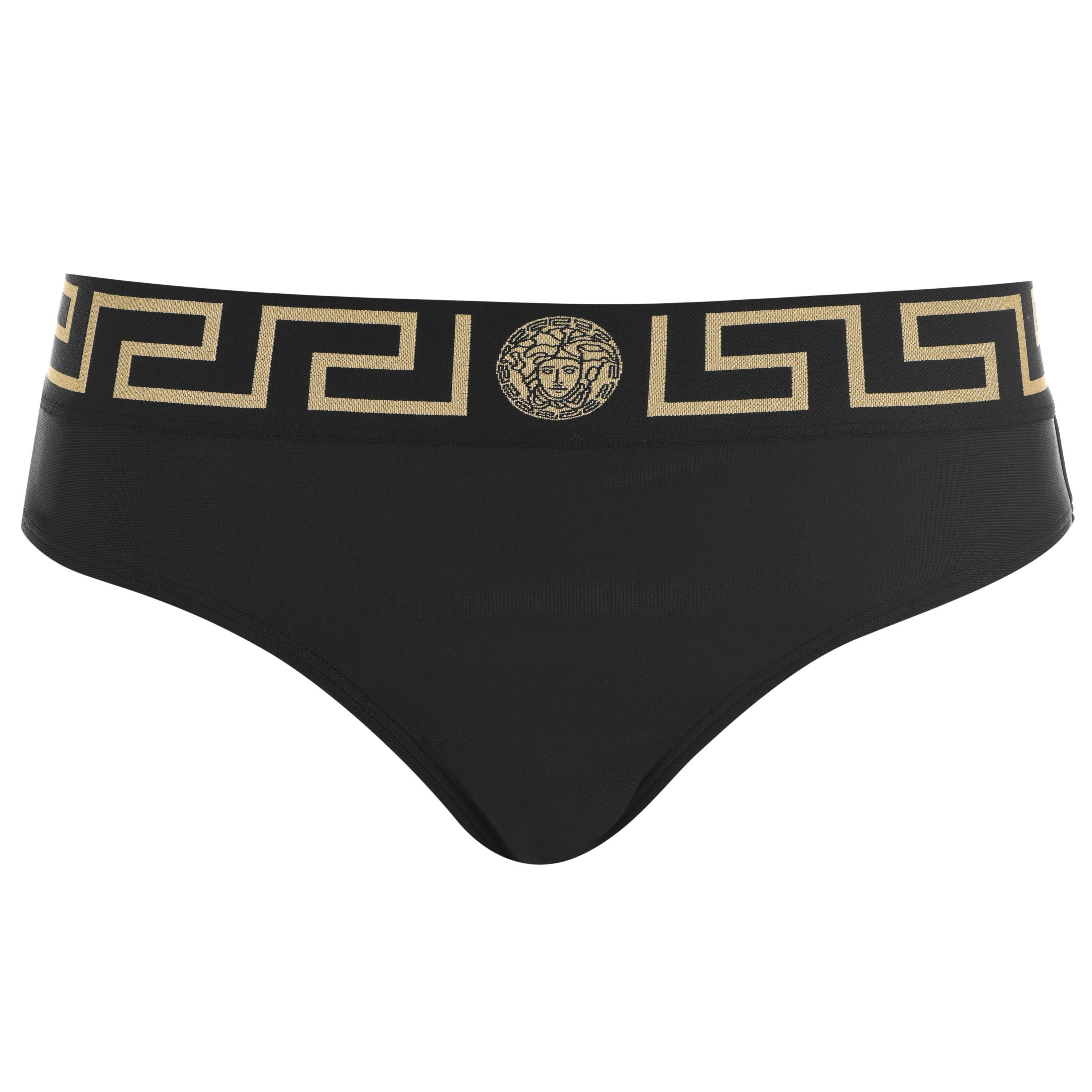 Black A1008 - Versace Icon - Women's Tape Stretch Swimwear Bikini Brief - 1