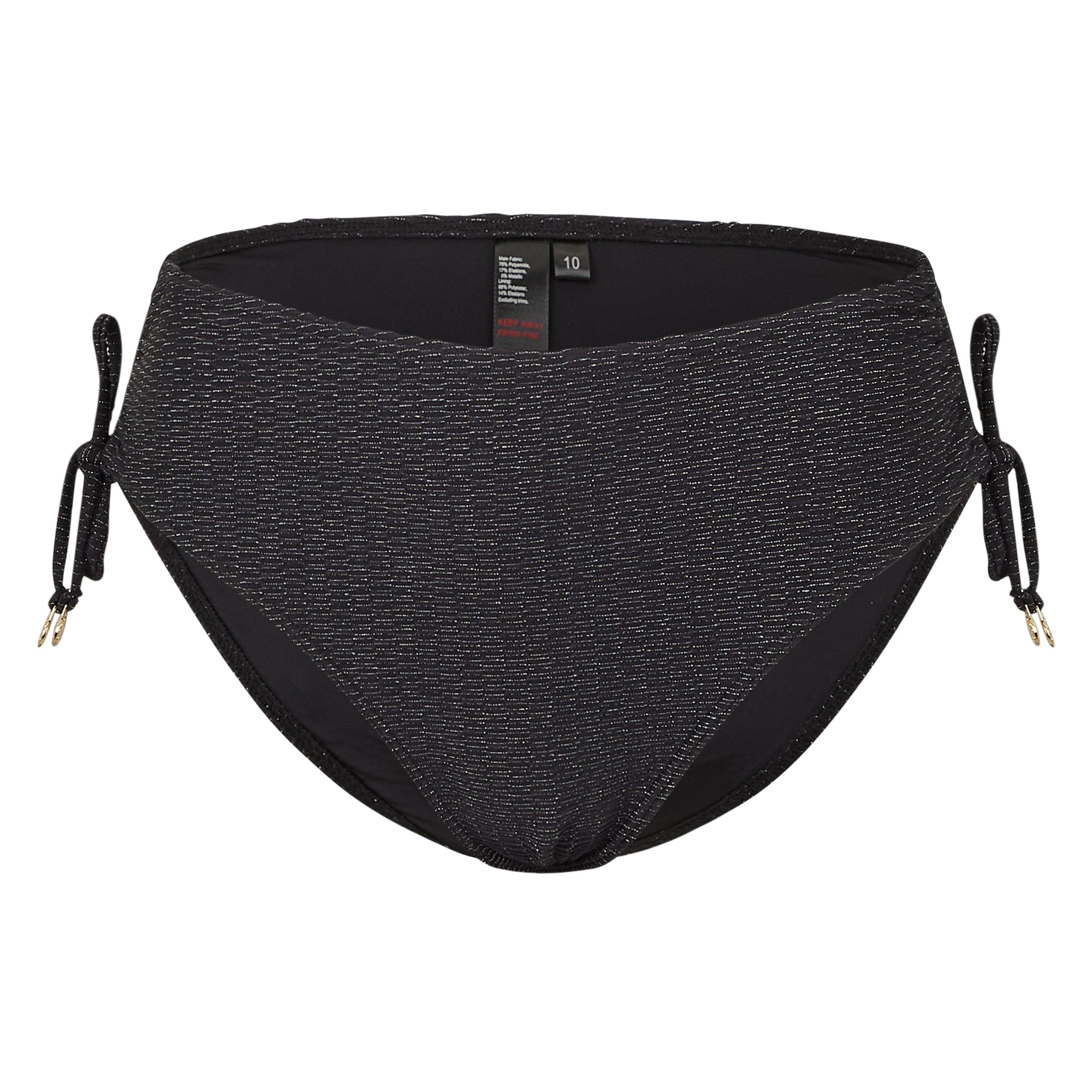 Biba Women's Gathered High Leg Bikini Bottoms - Black Texture - 18 (2XL)