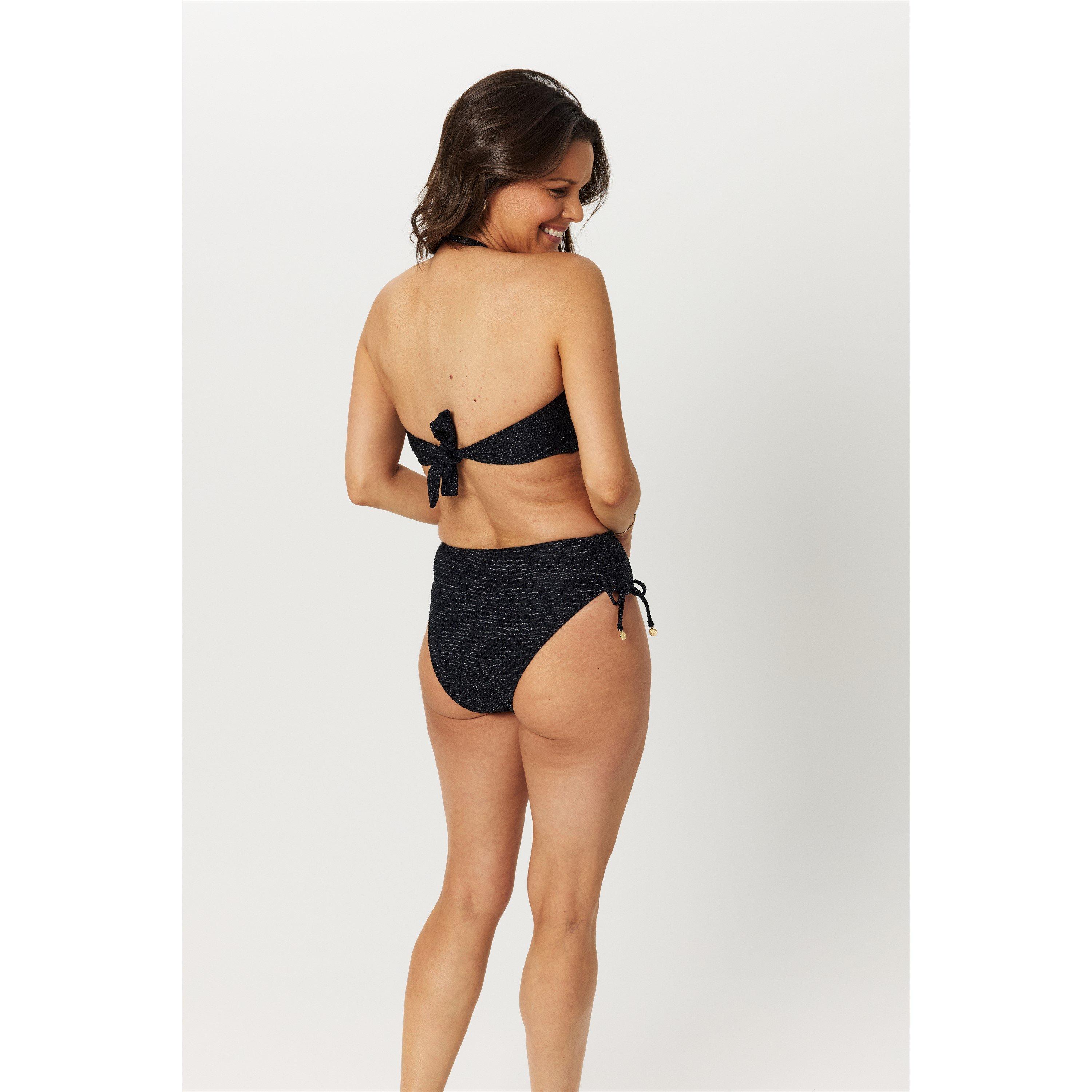 Black texture - Biba - Women's Gathered High Leg Bikini Bottoms - 4