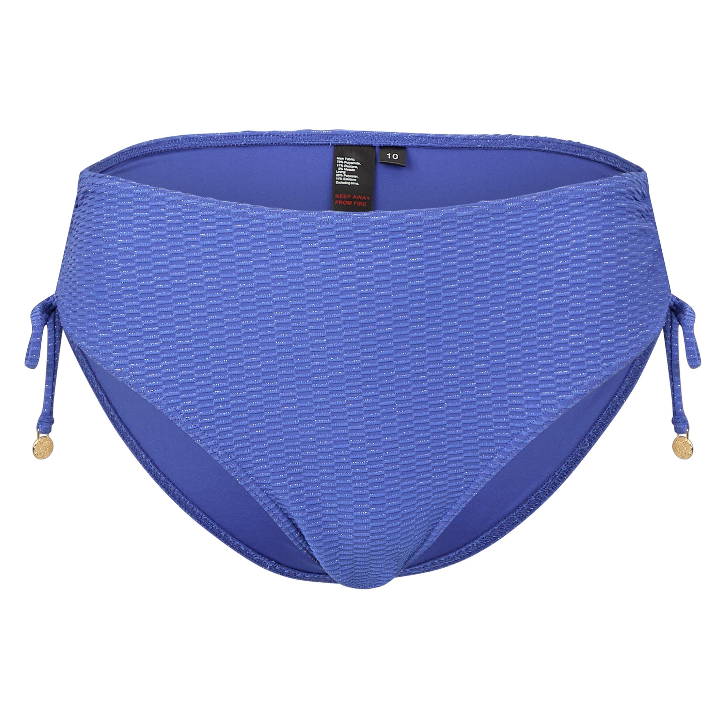 Biba Women's Gathered High Leg Bikini Bottoms - Blue Texture - 18 (2XL)