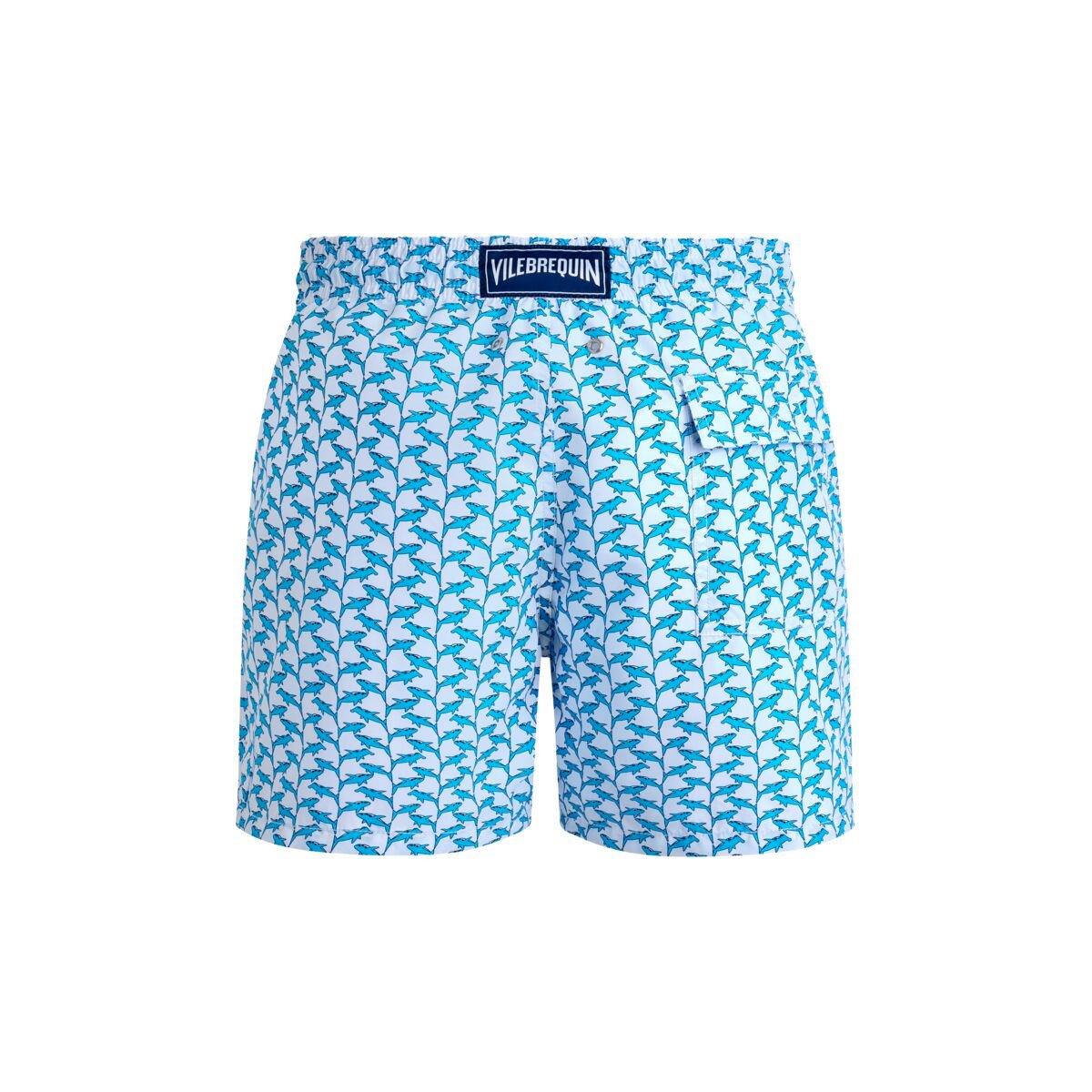 White/Blue - Vilebrequin - Men's Small Turtle Swim Shorts - 2