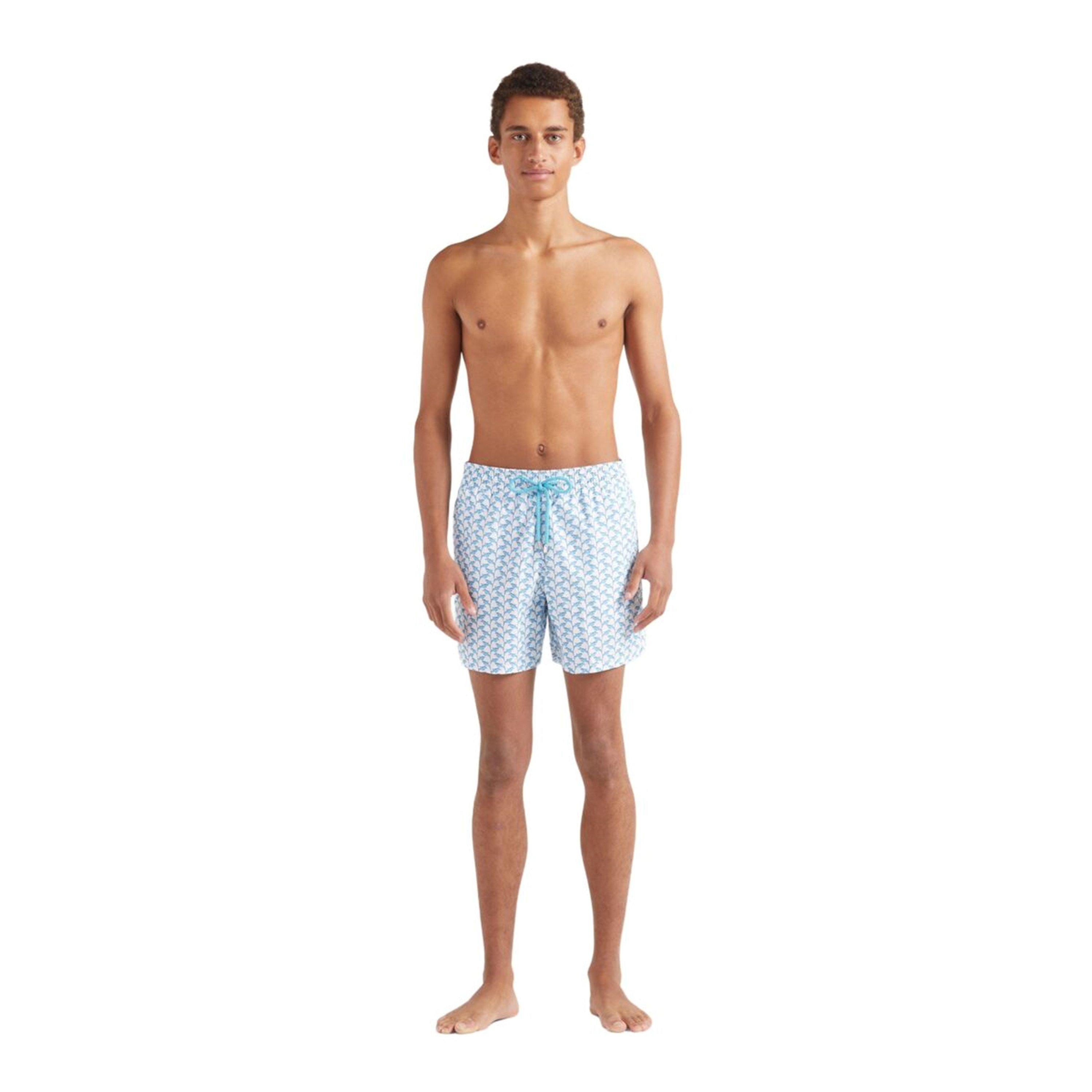 White/Blue - Vilebrequin - Men's Small Turtle Swim Shorts - 3