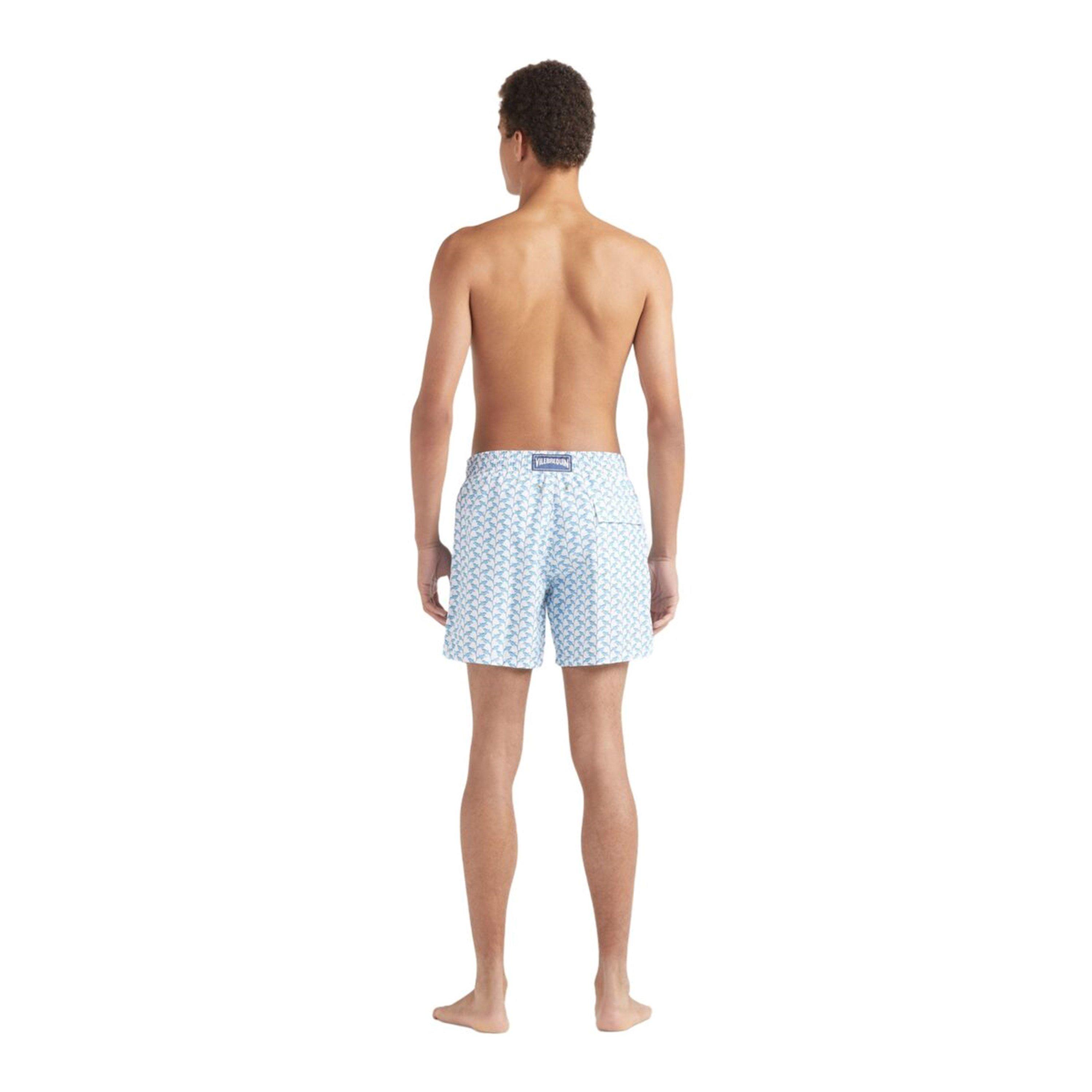 White/Blue - Vilebrequin - Men's Small Turtle Swim Shorts - 4
