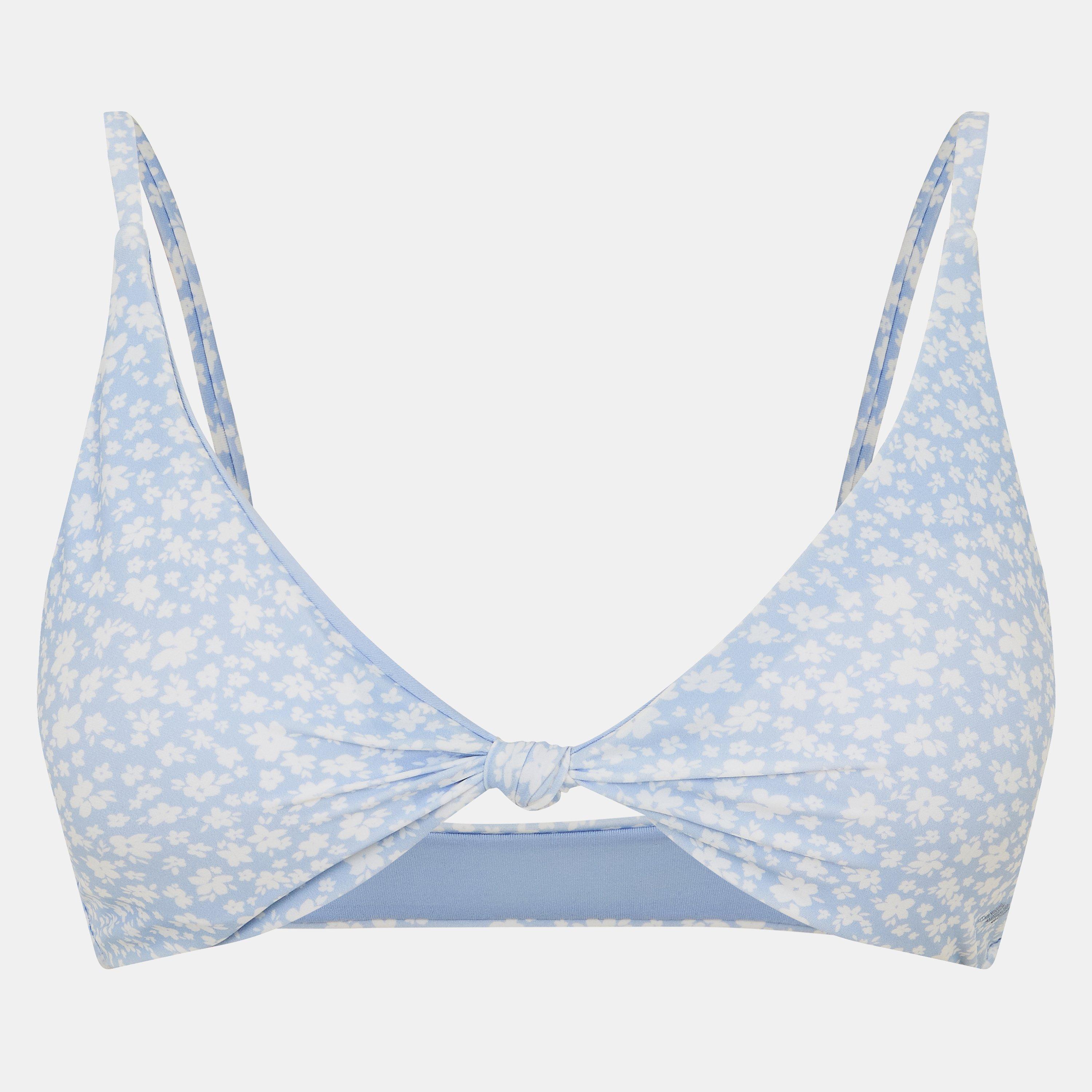 Blue Ditsy - Jack Wills - Knot Front Bikini Top - 1