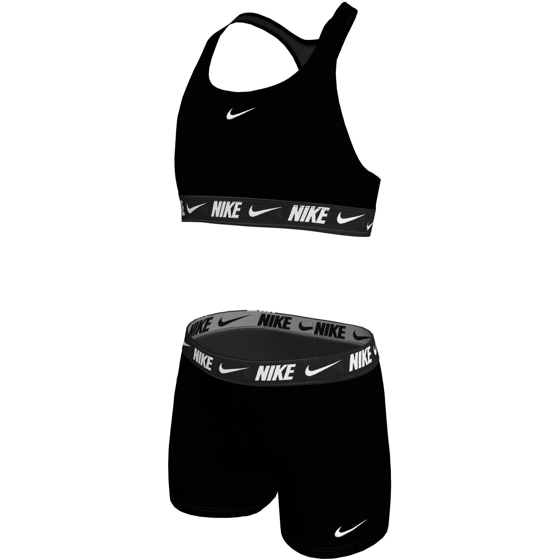 Black - Nike - Swim Logo Tape Nike Swim Big Kids (Girls) Racerback Bikini & Short Set - 2