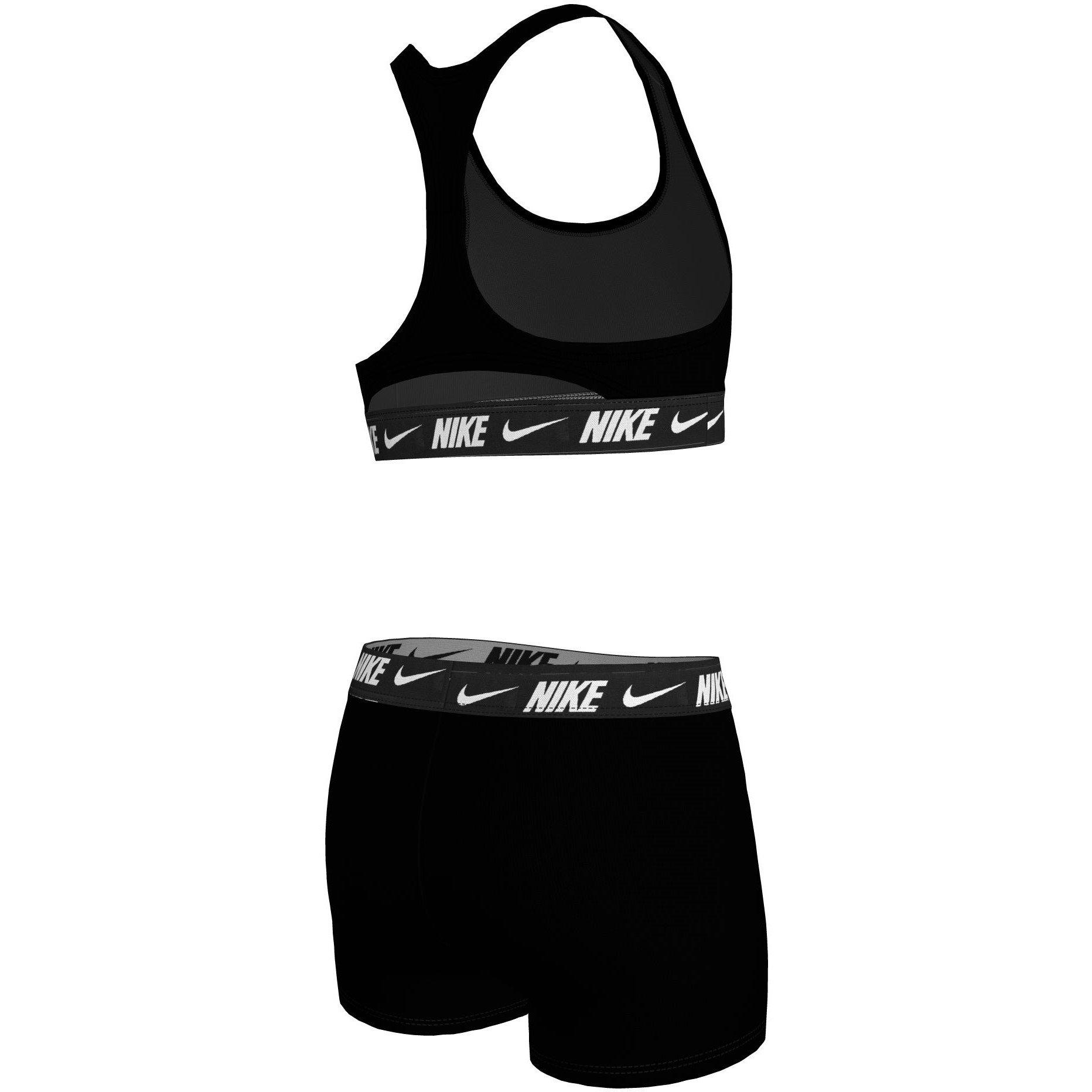 Black - Nike - Swim Logo Tape Nike Swim Big Kids (Girls) Racerback Bikini & Short Set - 3