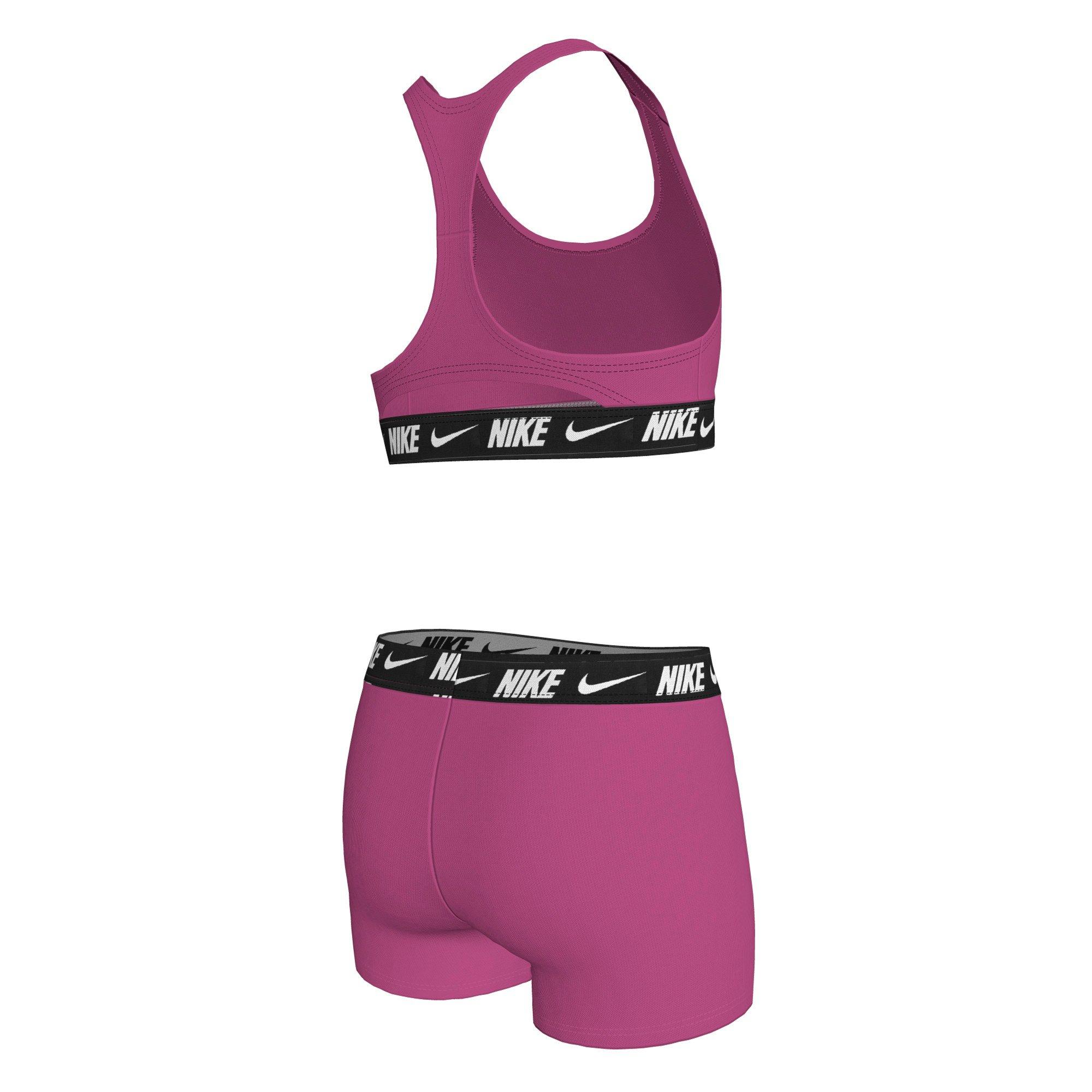 Desert Pink - Nike - Swim Logo Tape Nike Swim Big Kids (Girls) Racerback Bikini & Short Set - 3