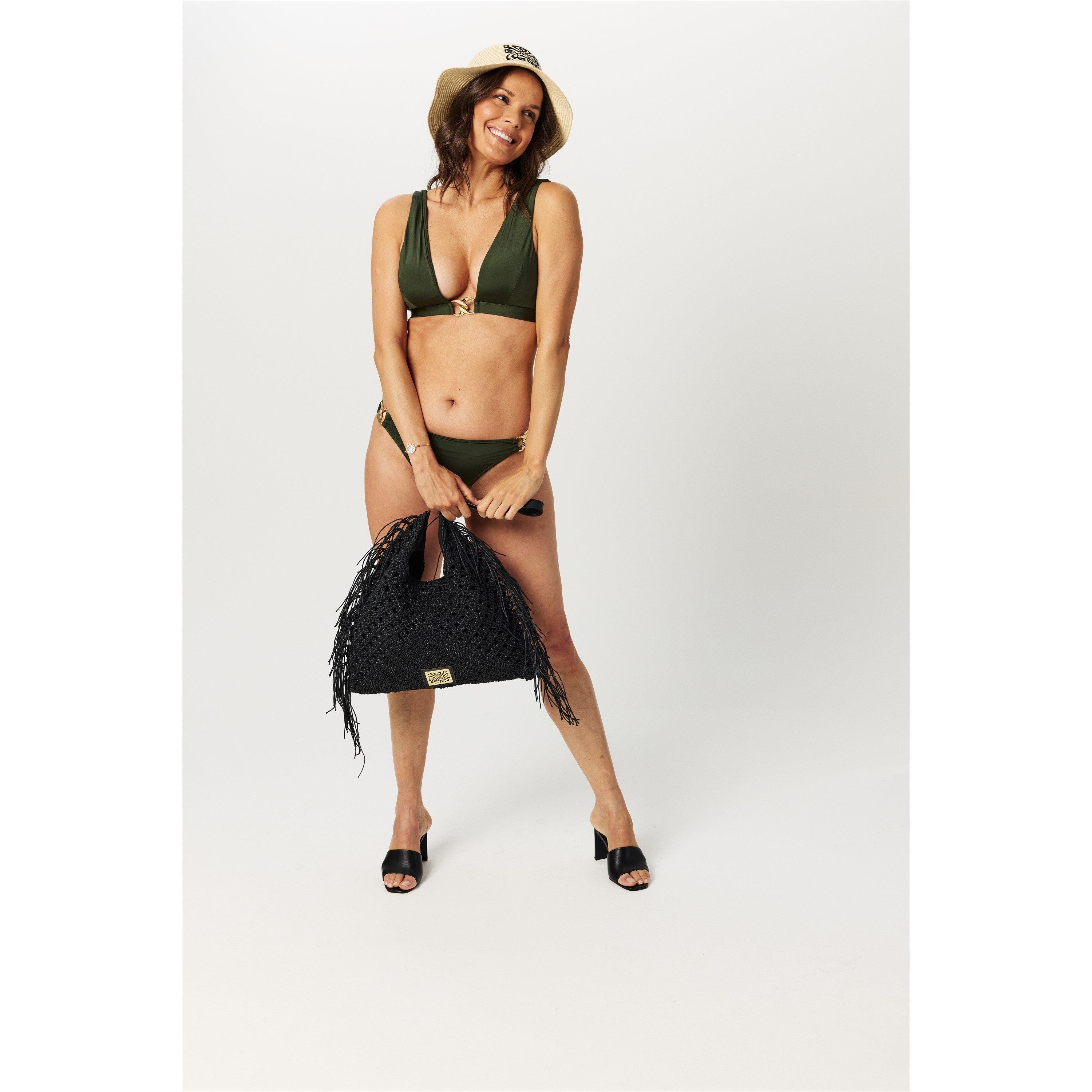 Khaki - Biba - Women's High Leg Bikini Bottoms - 6