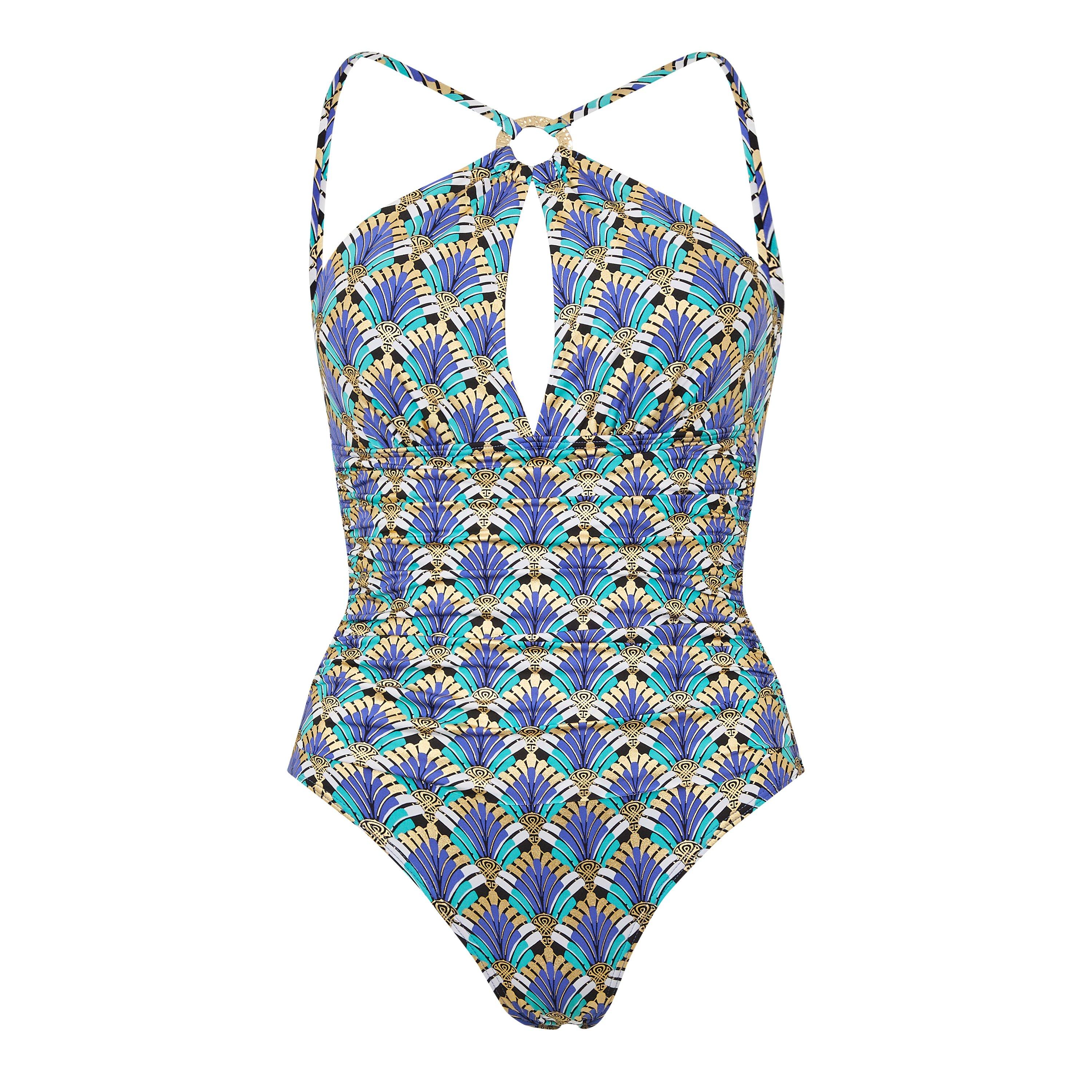 Deco-Fächerdruck - Biba - Women's Plunge Swimsuit - 1