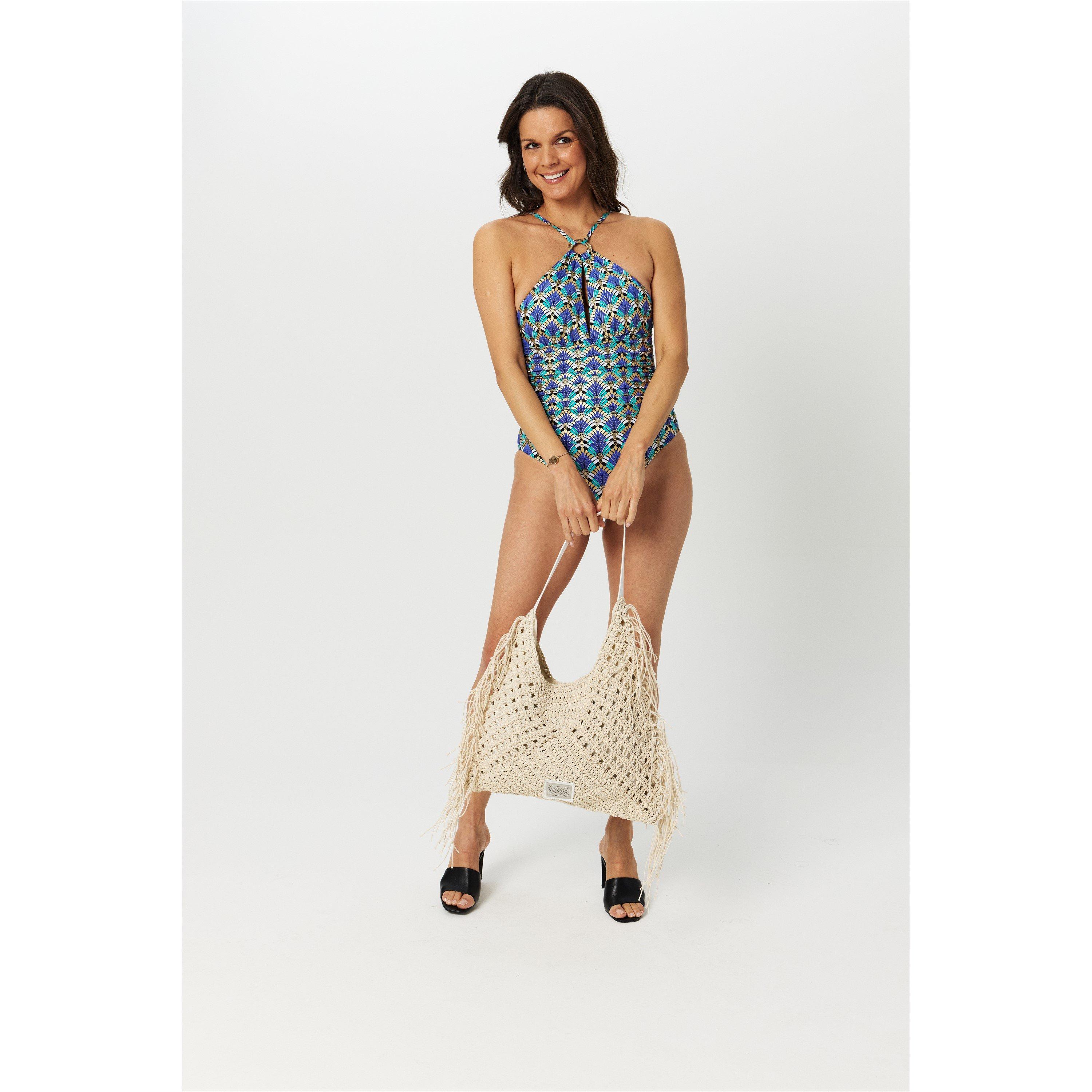 Deco Fan Print - Biba - Women's Plunge Swimsuit - 6
