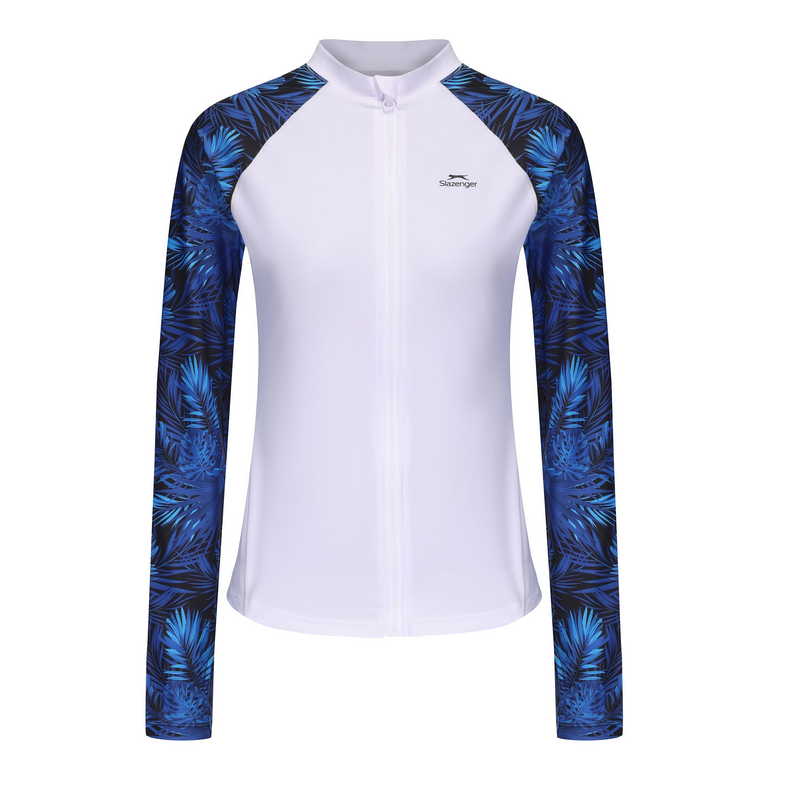 White/Leaf AOP - Slazenger - Swim Jacket Womens - 1