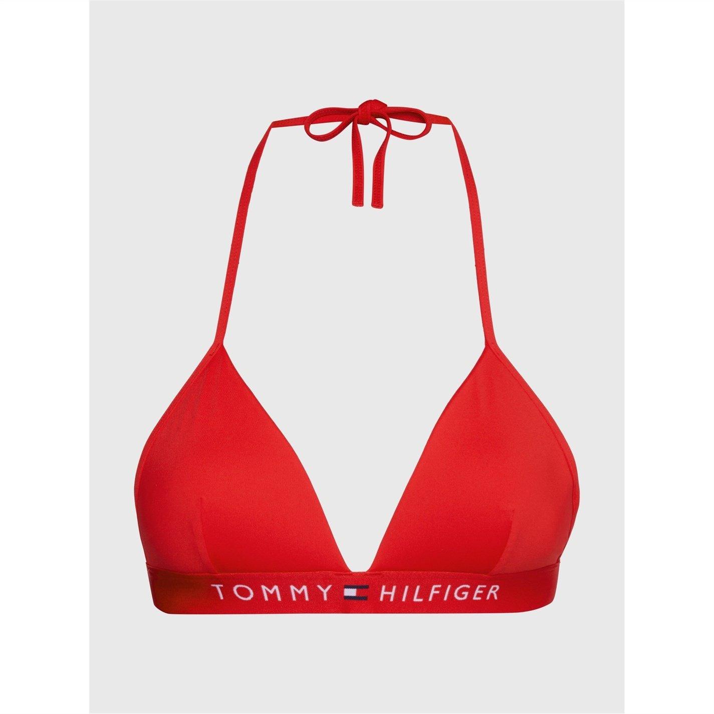 Tommy Hilfiger Fixed Triangle Bikini Top - Primary Red - Size 8 (XS)
